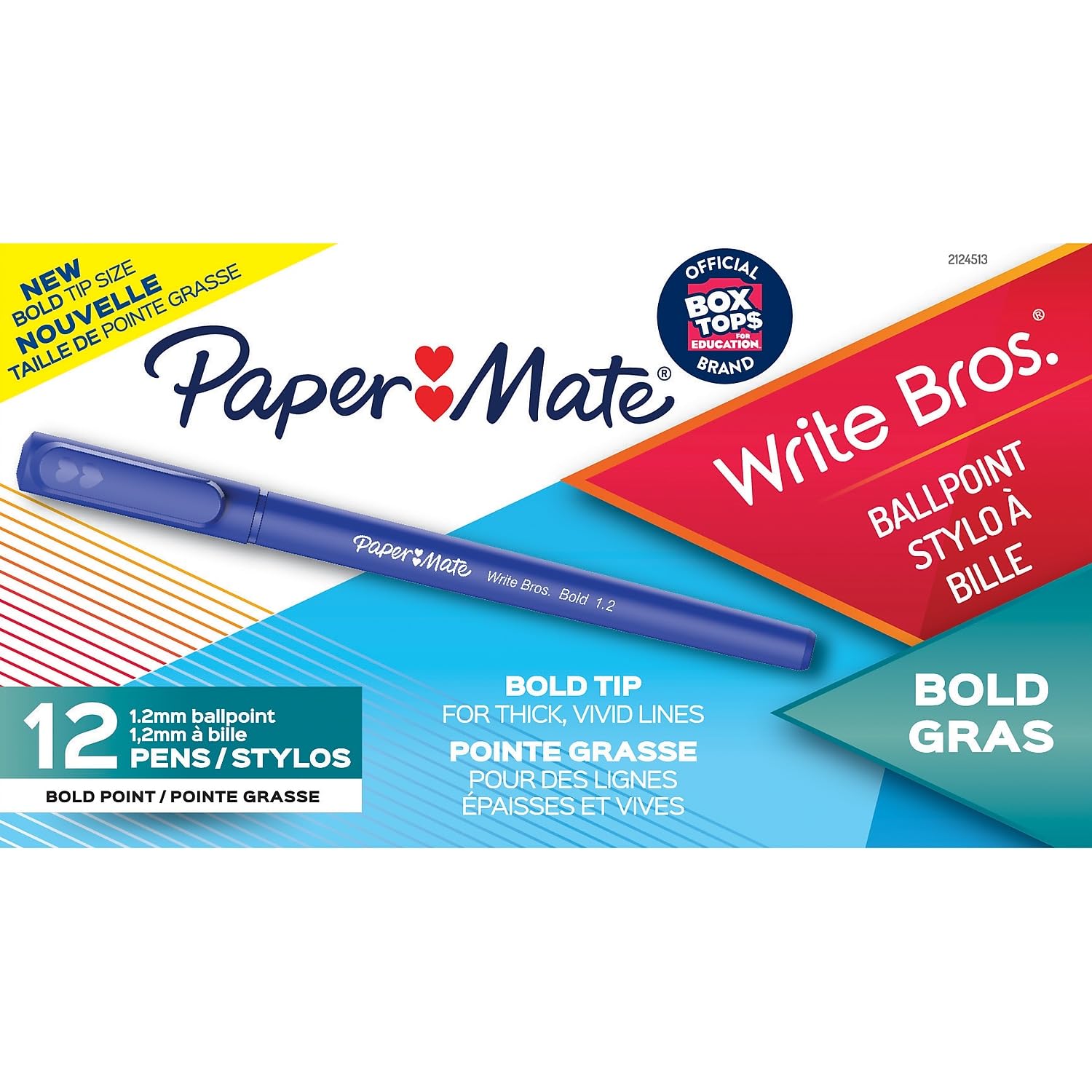 Paper Mate Write Bros. Ballpoint Pen, Stick, Bold 1.2 Mm, Blue Ink, Blue Barrel, Dozen