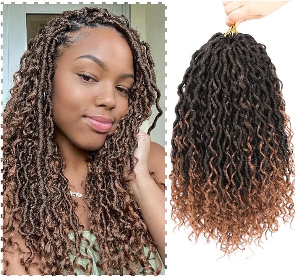 New Goddess Locs Crochet Hair River Faux Locs Crochet Hair With Curly Ends River Curls Crochet Locs Synthetic Braids Boho Style Crochet Braids Hair Extensions (T1B/30, 18 Inch (Pack of 6))