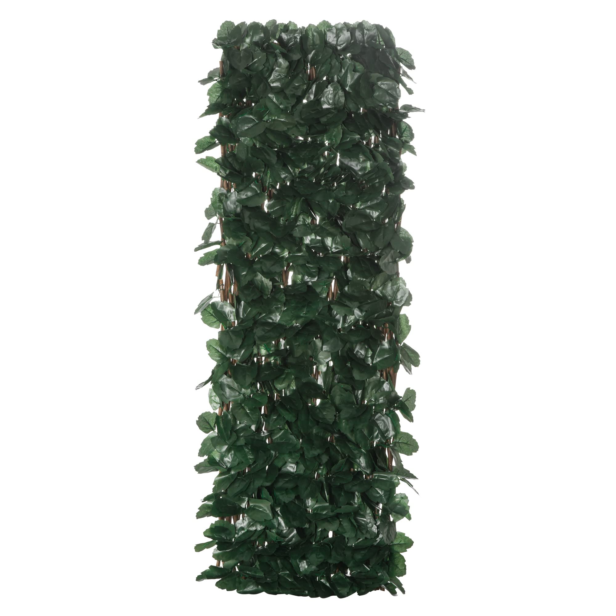 Outsunny Haie artificielle feuilles murale brise-vue 2 panneaux longueur ajustable 295 x 70 cm treillis extensible feuillage réaliste en PE vert