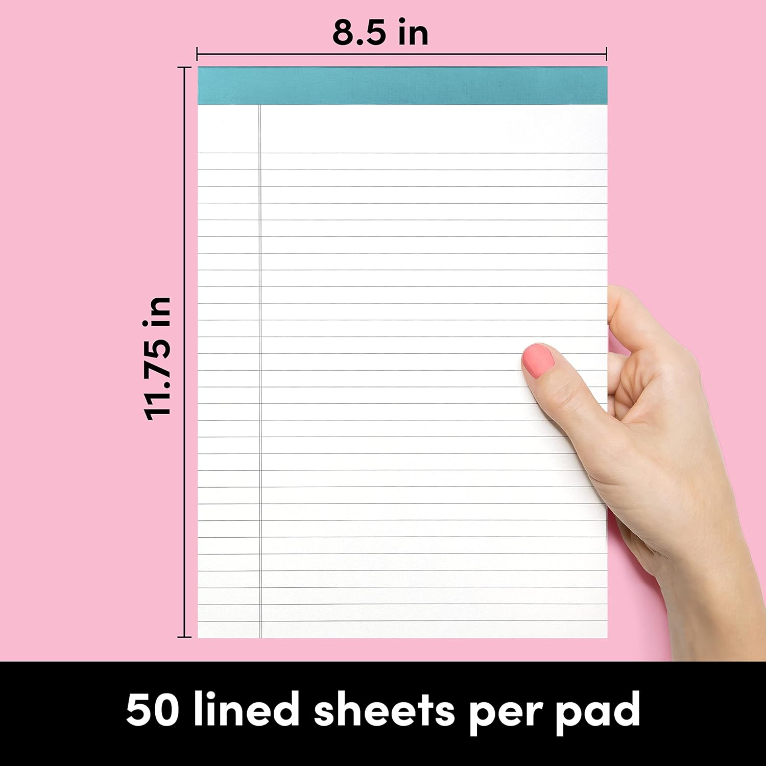 PAPERAGE Lined Legal Pads, (Rainbow), 12 Pack, 50 Sheets Each, Wide/Legal Ruled, Note Pads, Paper, Large & Small Bundle