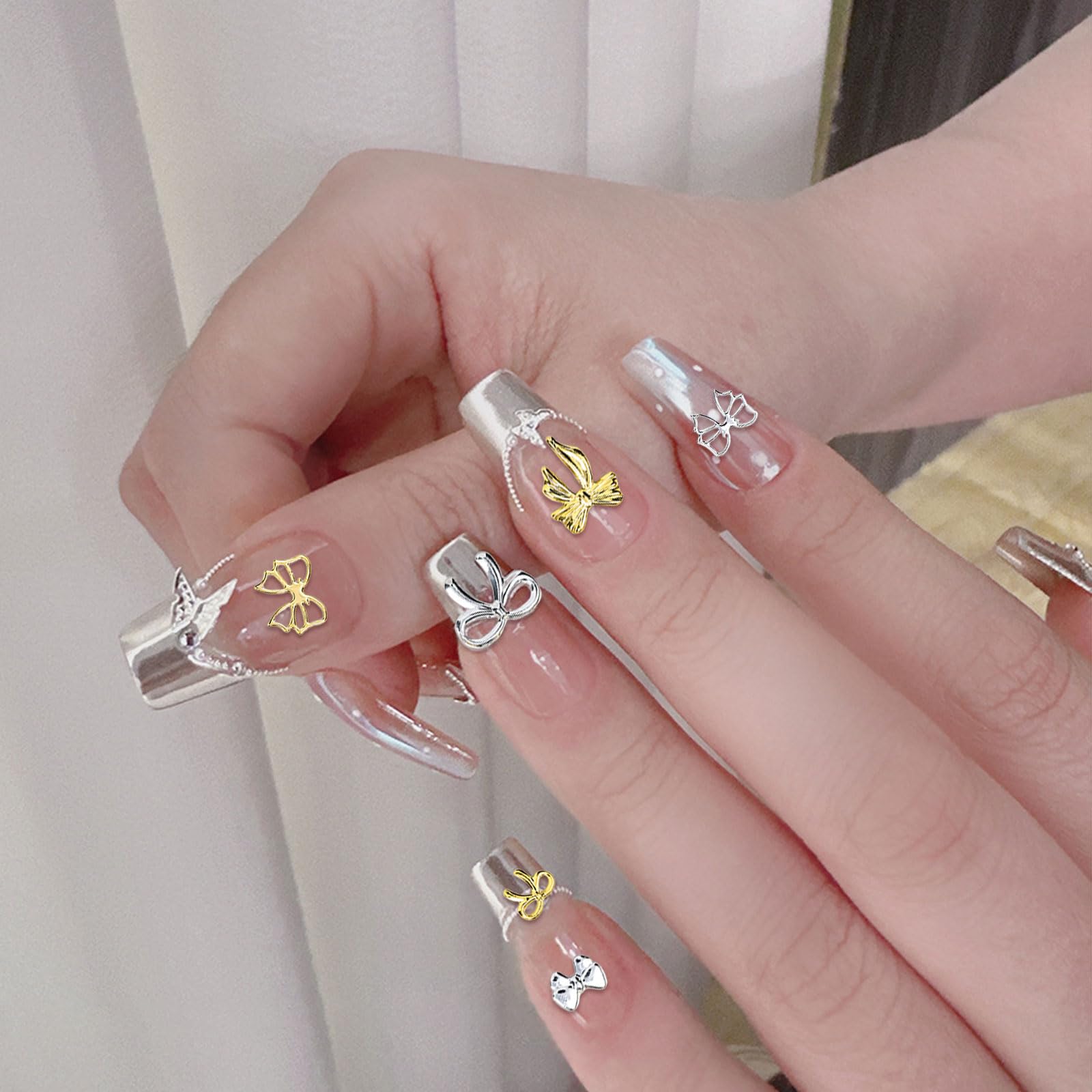 ラメピンク リボン ネイルパーツ 12個 ラメピンク リボン ネイルパーツ