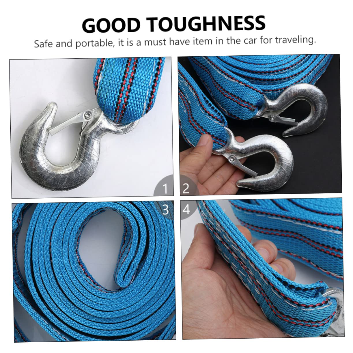 Mobestech 1pezzi Corda Di Traino Stabile e Resistente Gancio Per Emergenze e Campeggio Cinghia Di Trazione Pratica Per Auto e Veicoli Fuoristrada Capacità Tonnellate
