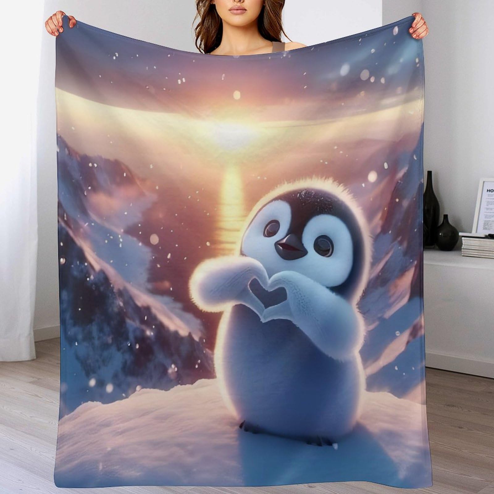 Couverture pingouin lavable en machine pour éliminer le froid du lit