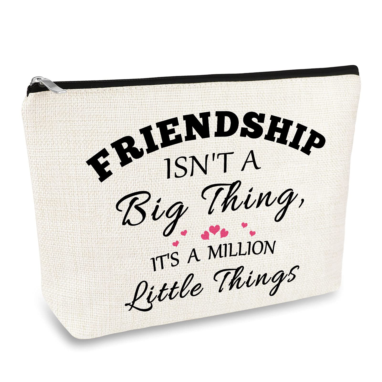Friends Friendship Gifts for Women Makeup Bag Best Friend Birthday Gifts Cosmetic Bag Christmas Graduation Wedding Gift for Her Friend BFF Female Bestie Cosmetic Pouch Case Friendship Toiletry Bag