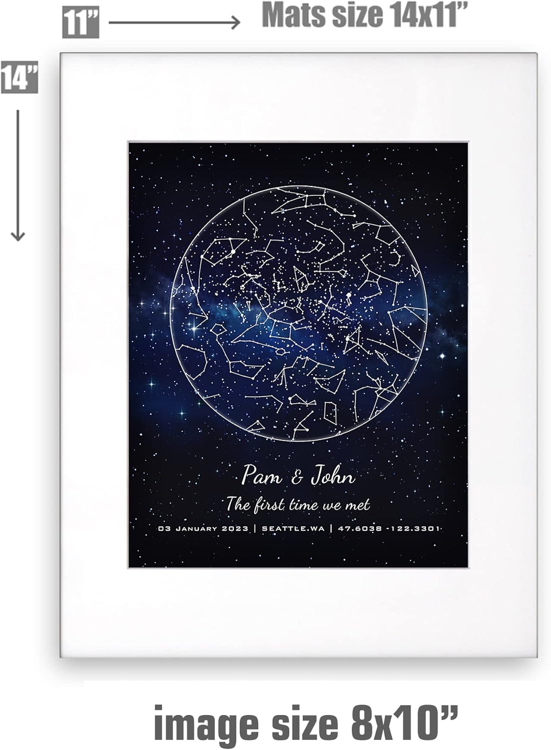 BOTTEGAARTS Personalized Star Map with Couple's Names and Special Date Message on it,Perfect Present for Anniversary,Wedding,Birthday,Holidays - Image 7