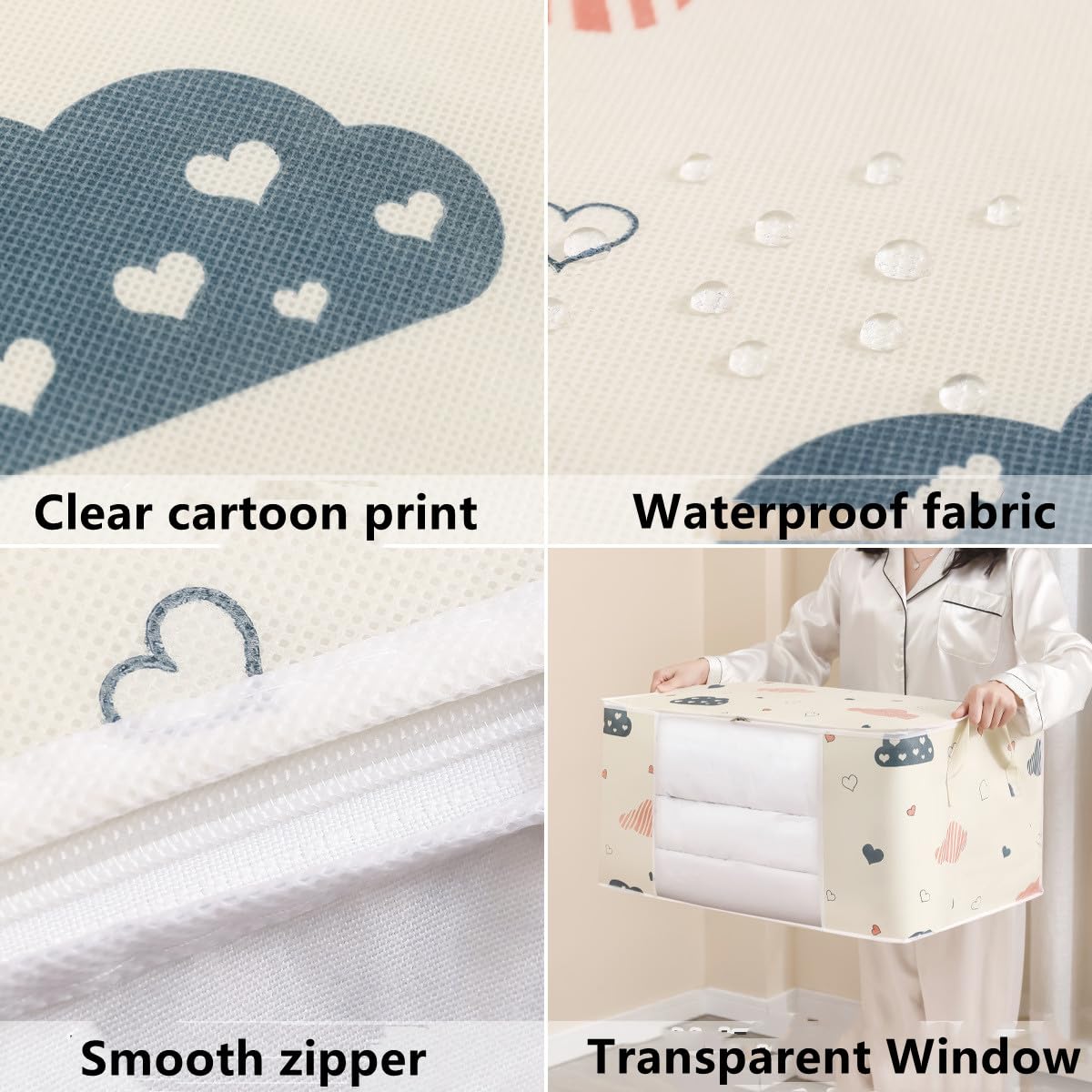 Clothes quilts storage bags (24 * 16 * 12inch, 1pack*Cyan)