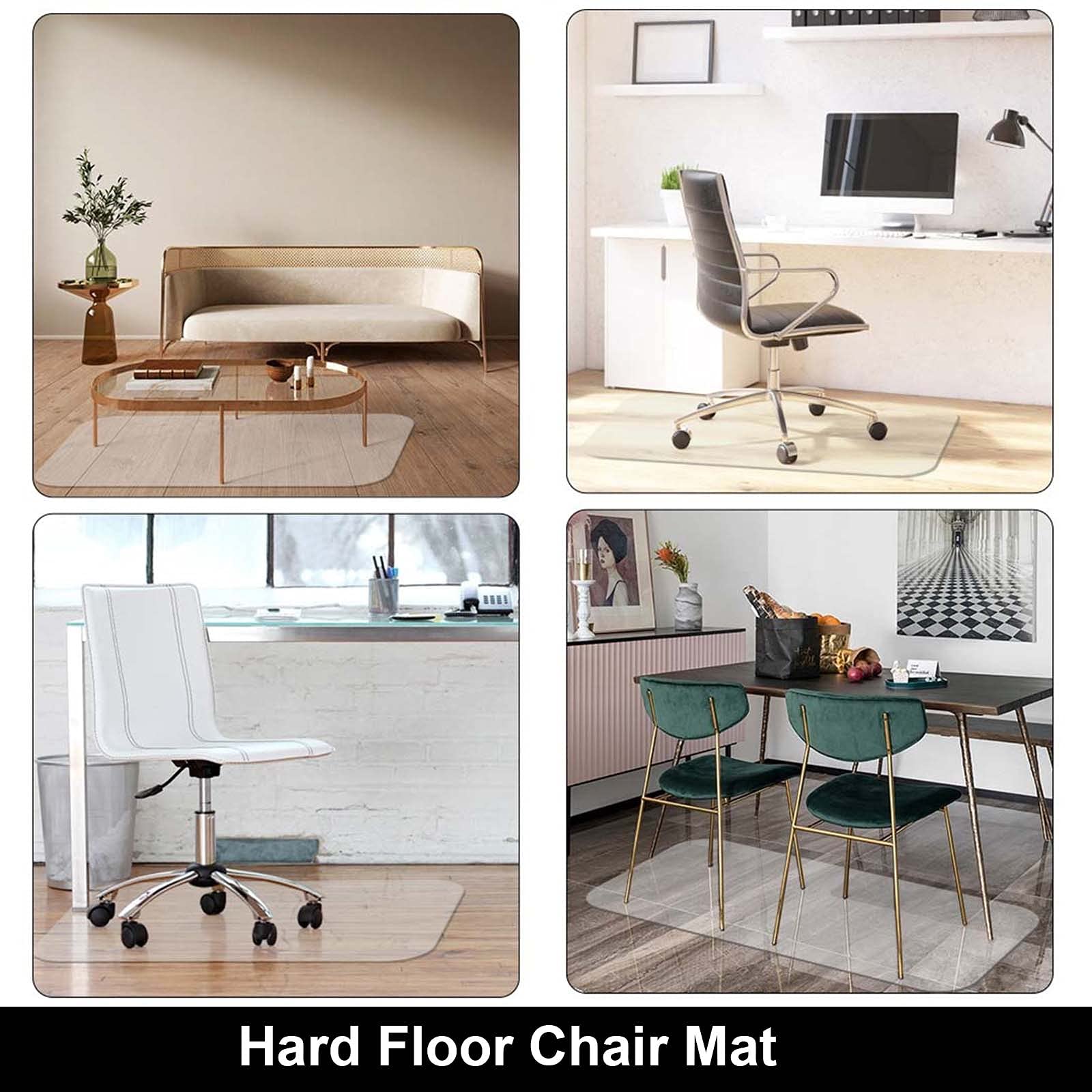 AiBOB Office Chair mat for Hardwood and Tile Floors, 36 x 48 inches, Easy Glide for Chairs, Flat