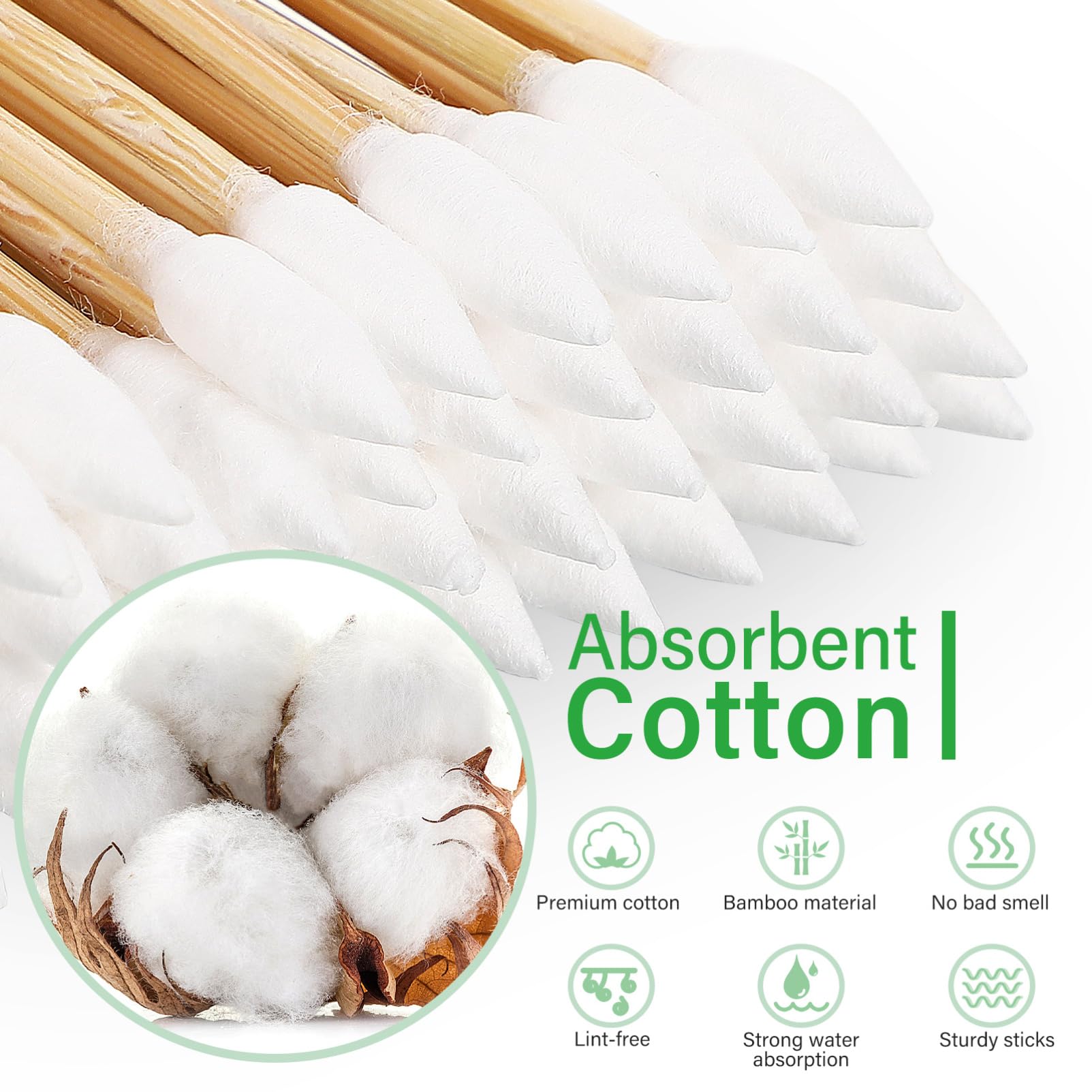 Healvian 3 Juegos Bastoncillo De Algodón Palitos De Algodón Botones De Limpieza De Oídos Bastoncillos De Algodón De Precisión Bastoncillos De Algodón Puntiagudos Cotonetes Khaki 500 Uds * 3