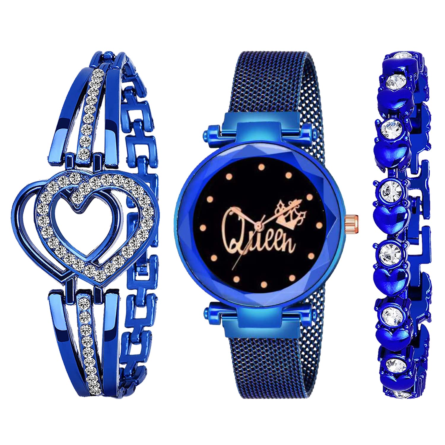 Endeavour Branded Analogue Diamond Studded Stylish Queen Black Dial Magnet Watch with Gift Bracelet for Women or Girls and Watch for Girl or Women (Combo of 3) (Blue) (B09TPSNMDJ) Amazon Price History, Amazon Price Tracker