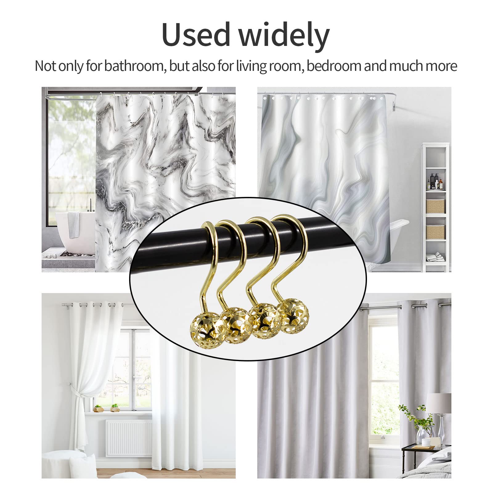 Gold Shower Hooks - Elegant Bathroom Accessories -6