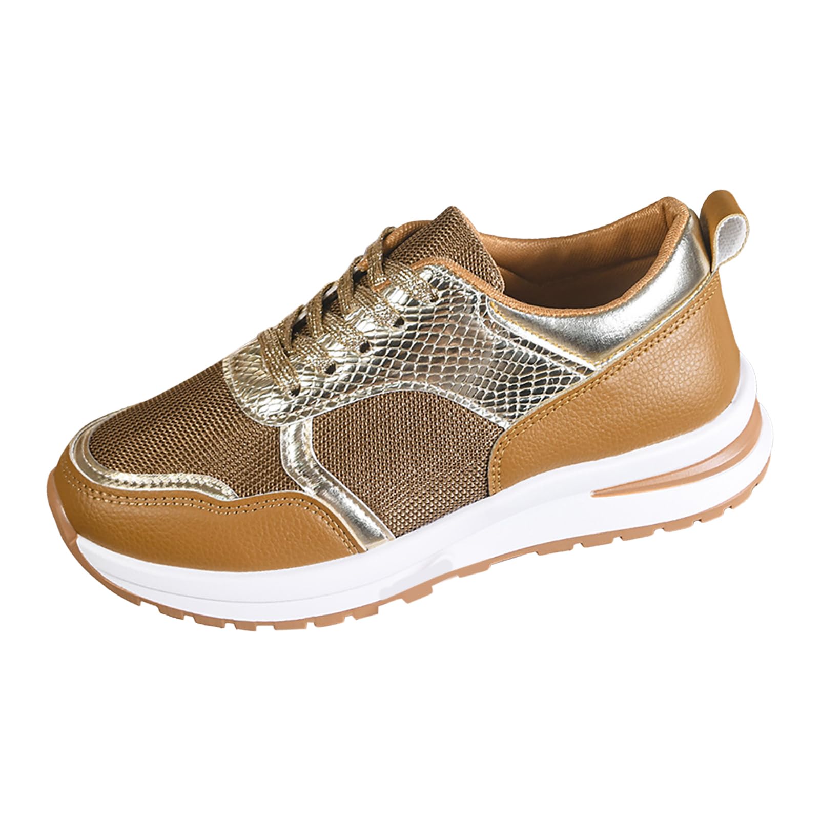 Genérico Zapatillas Deportivas Casuales Mujer Piel Sintética con Parches, Suela Suave Planas Punta Puntiaguda Cómodas