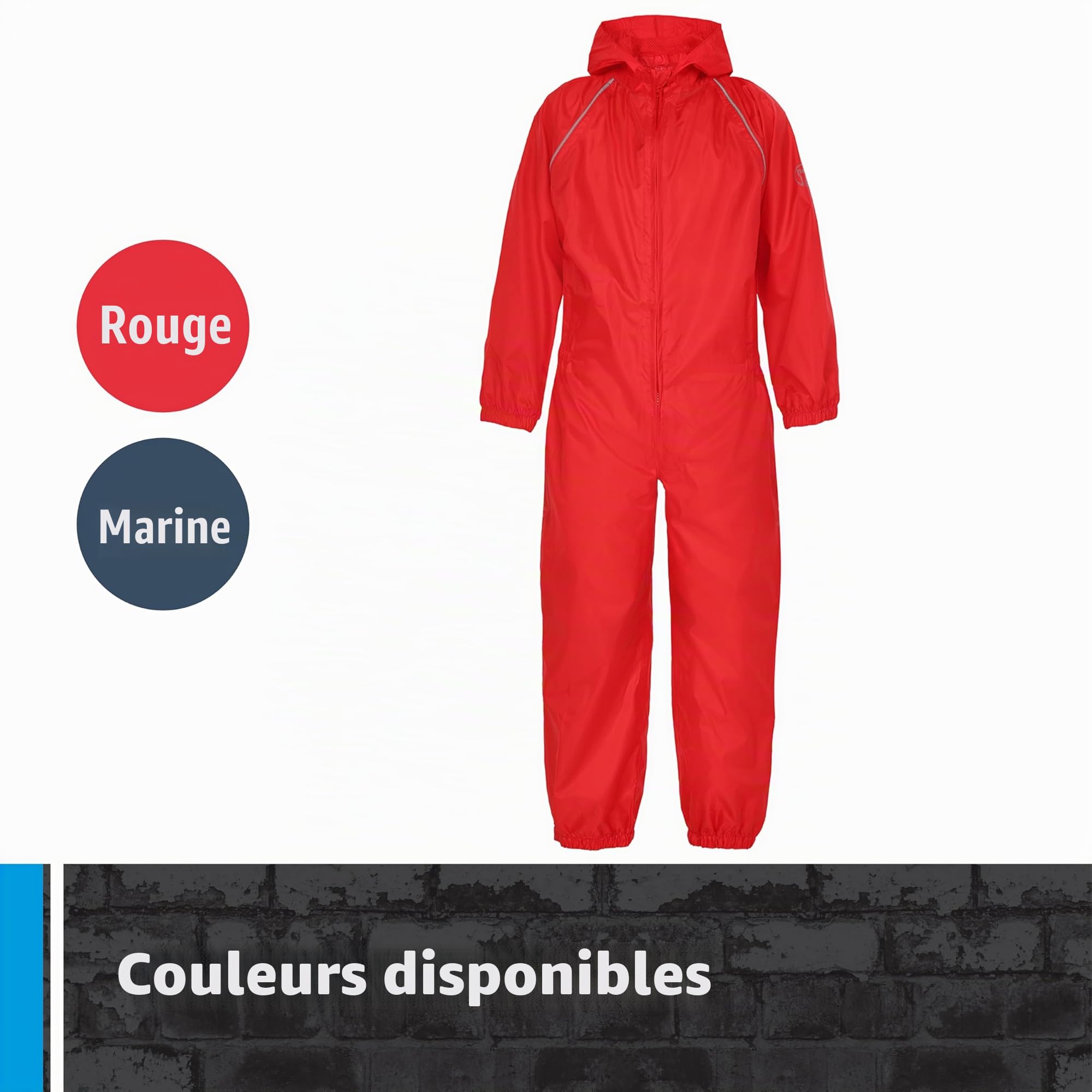 Combinaison de pluie imperméable pour enfant Rouge Taille 7-8