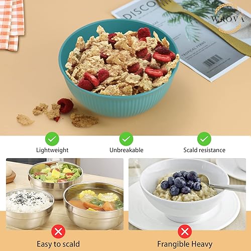 Miniatura 4 de Wrova Juego de 8 cuencos de paja de trigo, cuencos irrompibles de 26 onzas, aptos para microondas y lavavajillas, cuencos de plástico alternativo