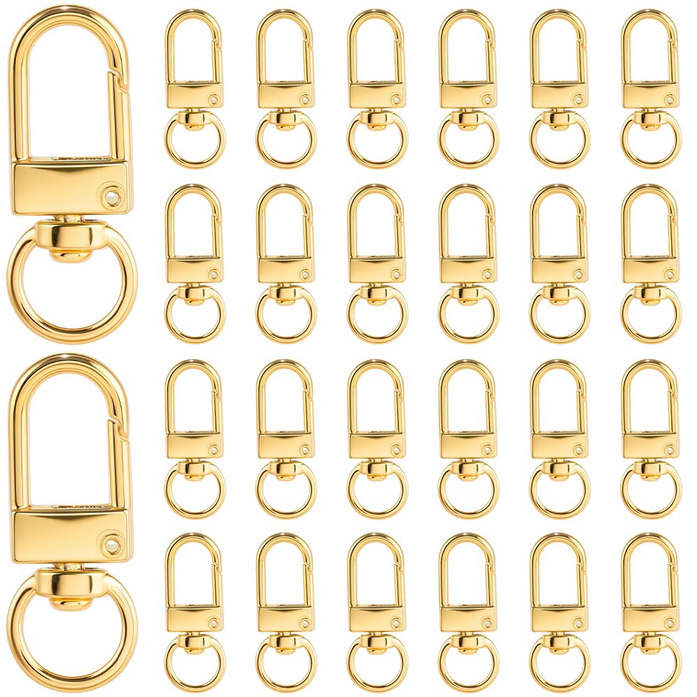 CRASPIRE 36Pcs Gold Metal Swivel Snap Hooks Keychain Swivel Clasp Alloy Small Lobster Claw Lanyard Keychains Clips Connector Findings for DIY Car Keys Lanyards Bags Purses Party Favor Decor