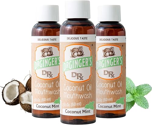 Dr. Ginger - Enjuague bucal con aceite de coco para tirar, tamaño de viaje, fórmula totalmente natural para la salud de la lengua y las encías,