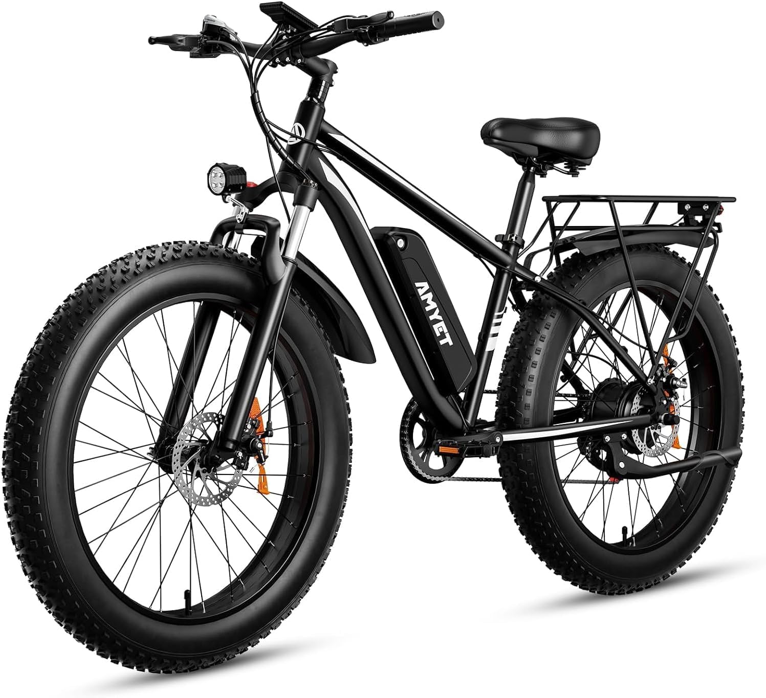 amyet eb26 electric bike for adults peak 1500w electric bicycle 48v 15ah (720wh) battery electric bike 26" fat tire mountain 28mph 7 speed gears ebike with ul 2849 certified ( pedals appeared to be slightly used see pictures)