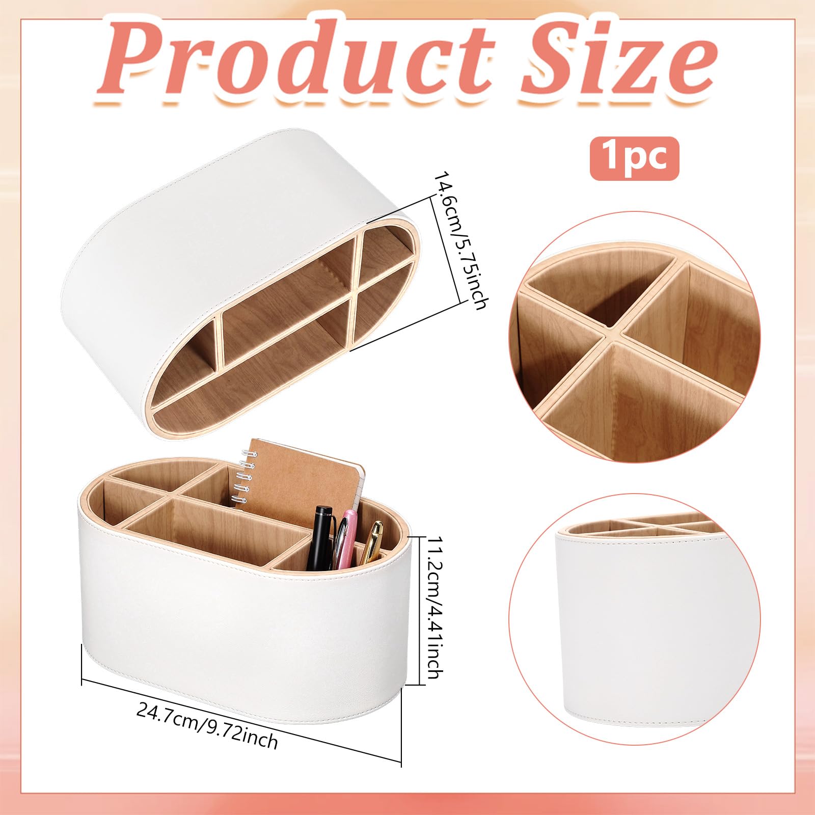 Organizador de escritorio de piel sintética con múltiples compartimentos, organizador de accesorios para mandos a distancia, bolígrafos, brochas de maquillaje, oficina, hogar, escuela