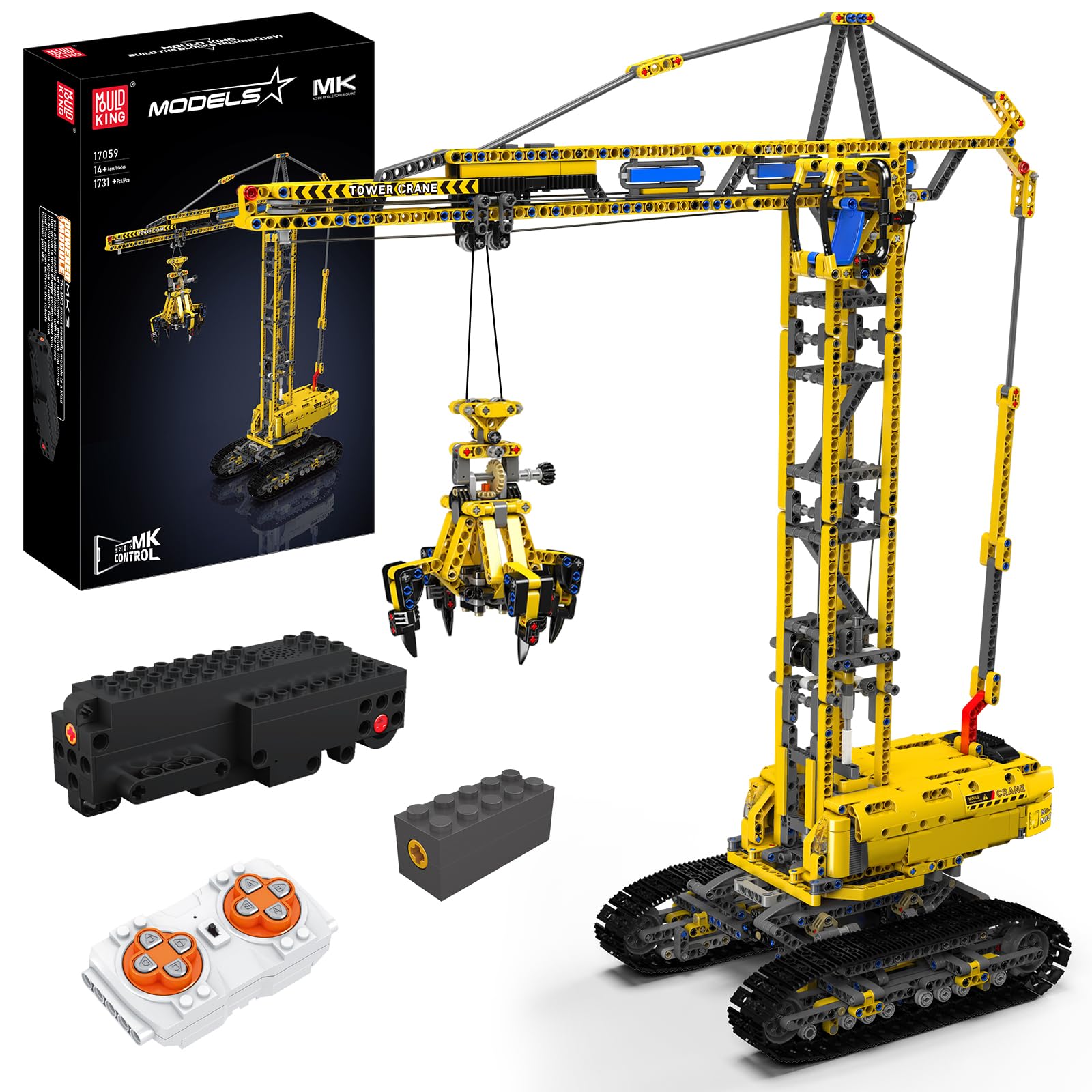 MOC Crawler Crane Advanced Building Kit for Adults, MOC Mobile Crane Heavy-Duty Truck Sets to Build, APP Control Large Engineering Vehicles, Construction Model Toy for Youth (1731 PCS)