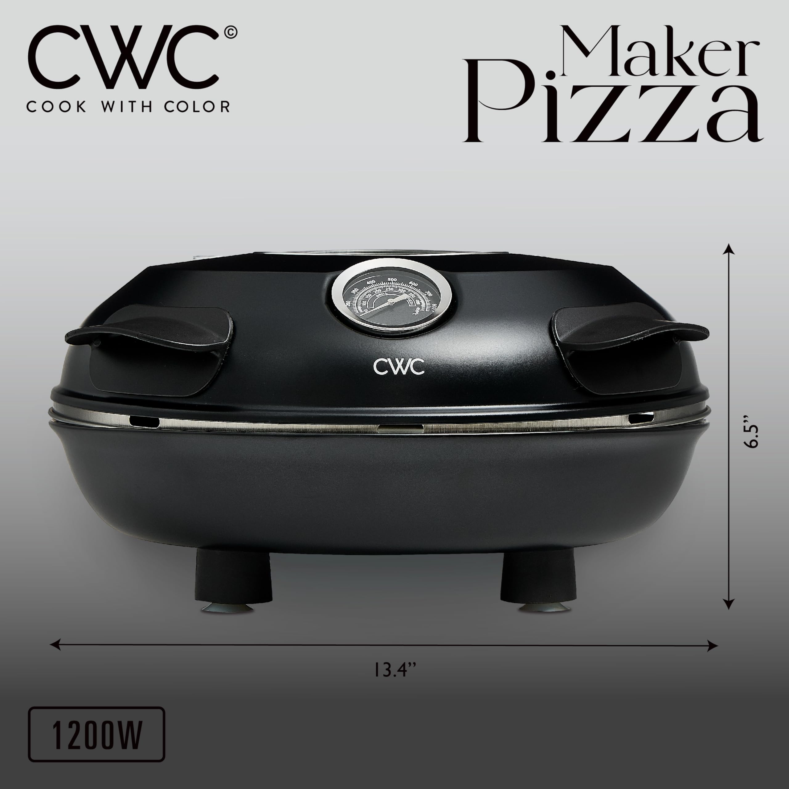 Horno eléctrico para pizza de interior – Máquina de pizza para encimera de corteza crujiente, calienta hasta 800˚F, piedra de cerámica de 12 pulgadas, perillas de control de 5