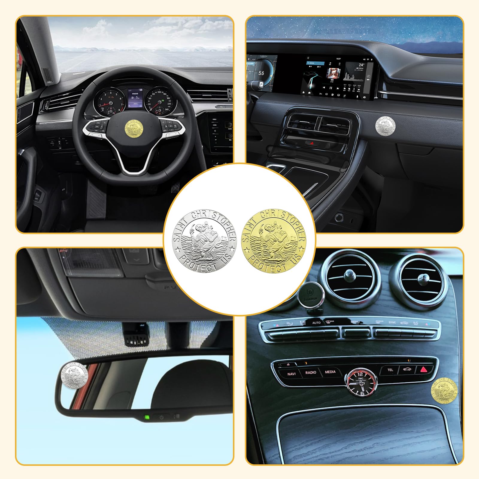 St. Christophorus Autoplakette Aufkleber in edler Geschenkbox Heiliger Schutzpatron für Autofahrer & Reisende Geschenk Glücksbringer Christlicher Begleiter