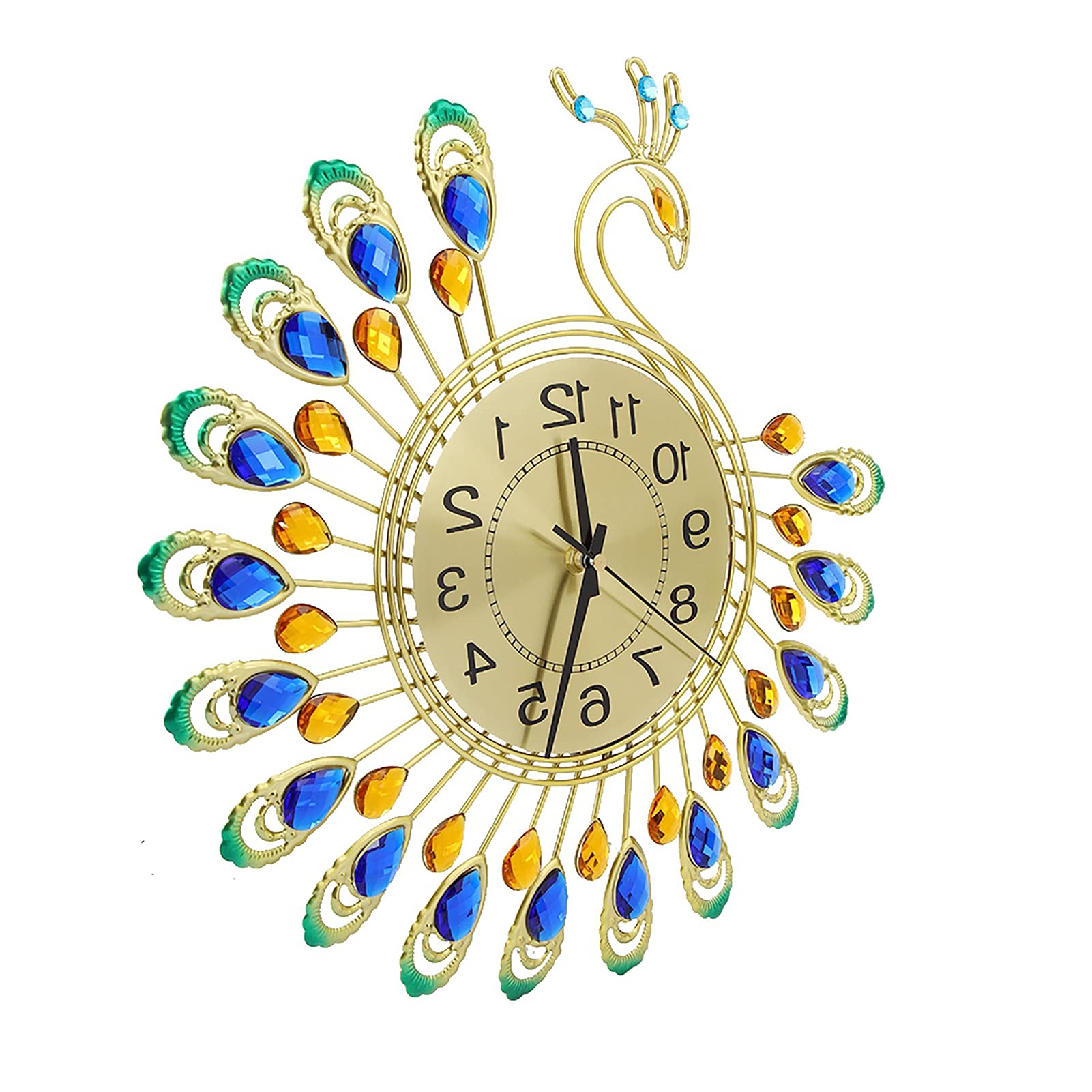 BTER Wall Clock, 3D Large Multipurpose Modern Wall Clock Peacock Shape for Bedroom for Gift for Home for Livingroom for Office