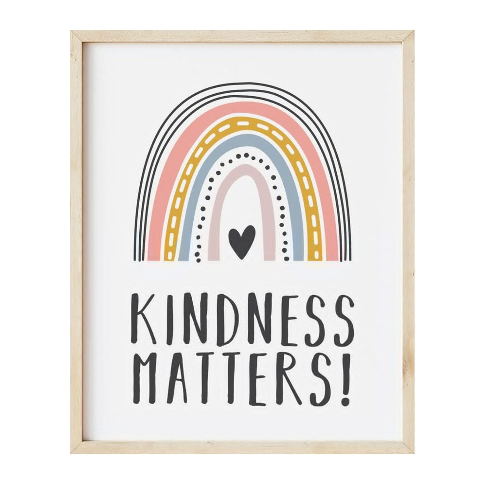 HOUVSSEN Kindness Matters Boho Rainbow Kindness Playroom Decor Positive Kids Art Playroom Poster Kindnessable Positive Classroom Metal Tin Signs 8x12 Inch Tin Sign/Poster Metal