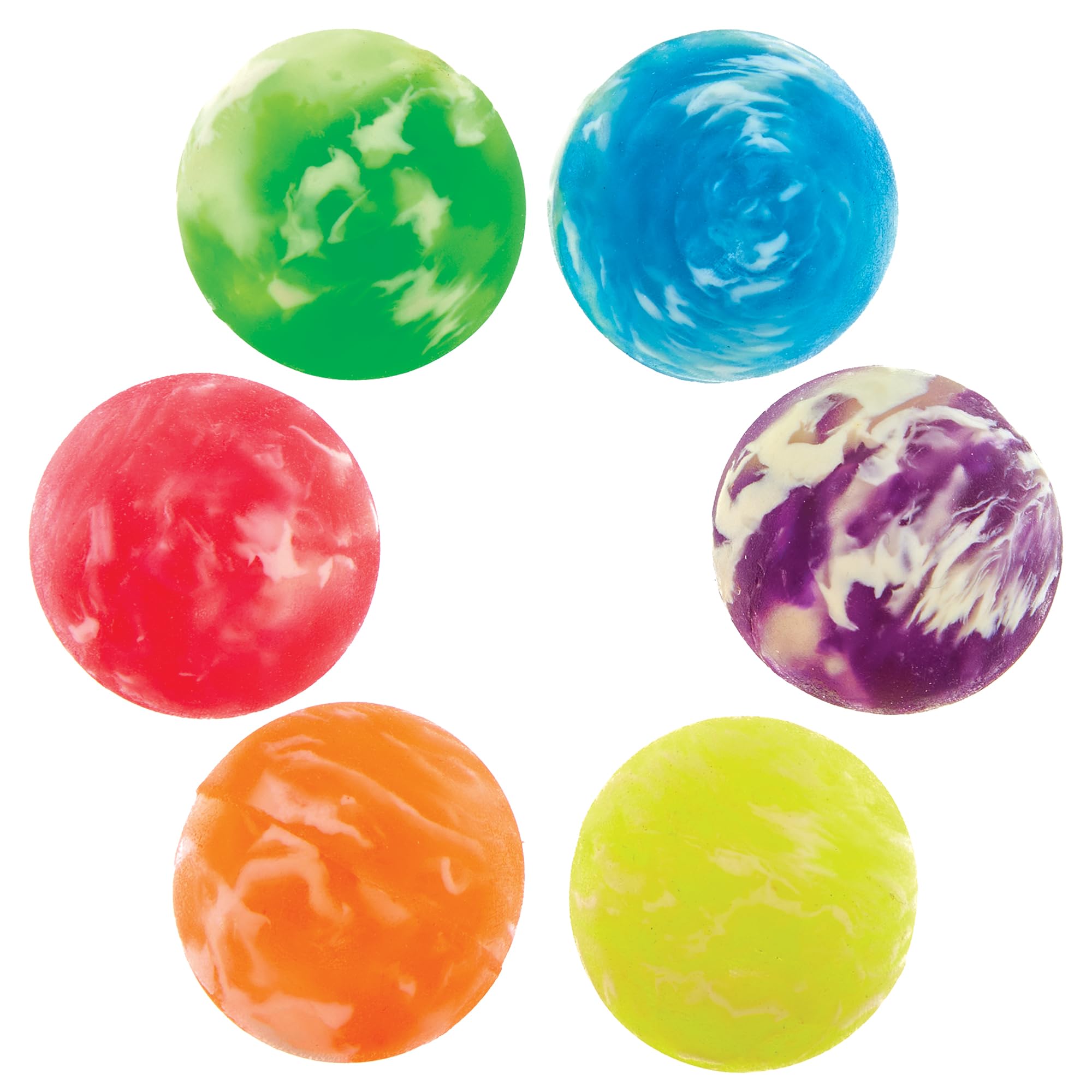 Baker Ross FN139 Marble Bouncy Balls - Pack of 12, Jet Balls Colourful Balls for Party Bags