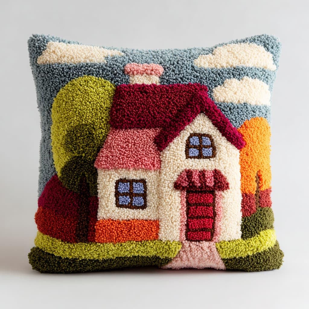 Henypt DIY Latch Hook Cushions Kits, Country Cottage