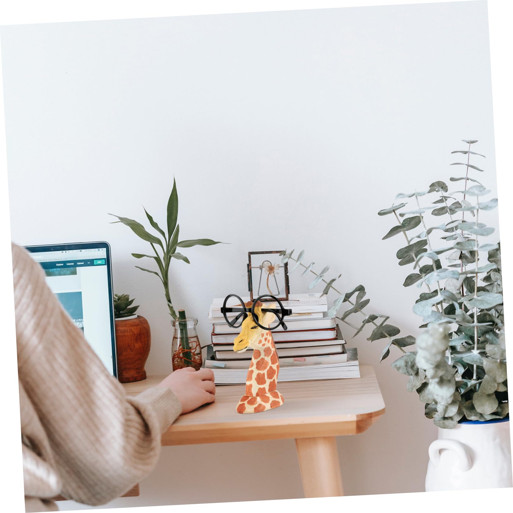 Gatuida Portaocchiali a Forma di Giraffa in Legno per Casa Auto | Design Cartoon Chic, Uso su Scrivania, Supporto Decorativo per Occhiali da Vista e Sole