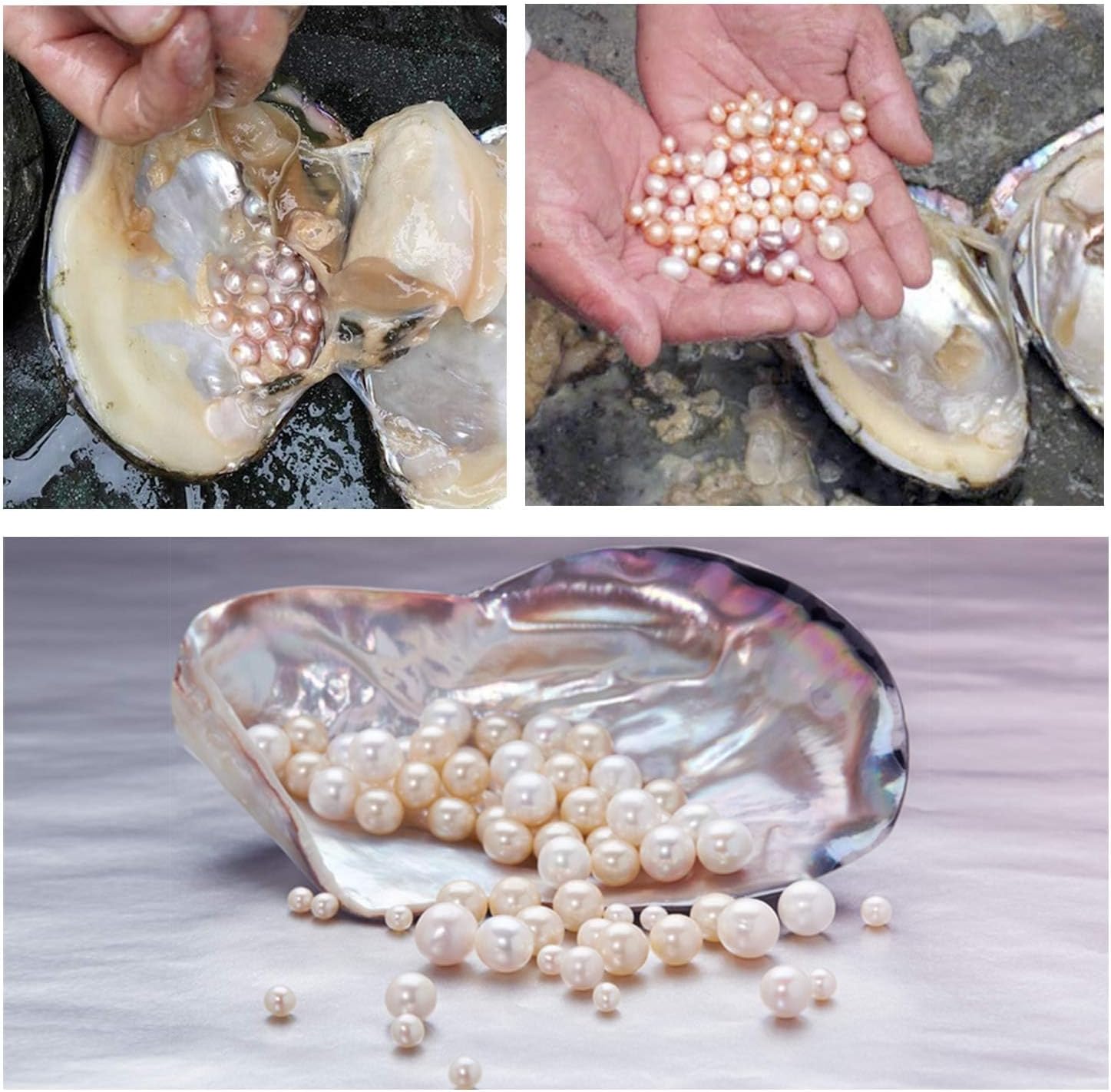 U7 Pearl Necklaces for Men Women, Freshwater Cultured Pearl Strand, Faux Pearl, Baroque Pearl Necklace, Half Pearl Half Chain Necklace, Color White or Black Pearl Chokers - Image 7