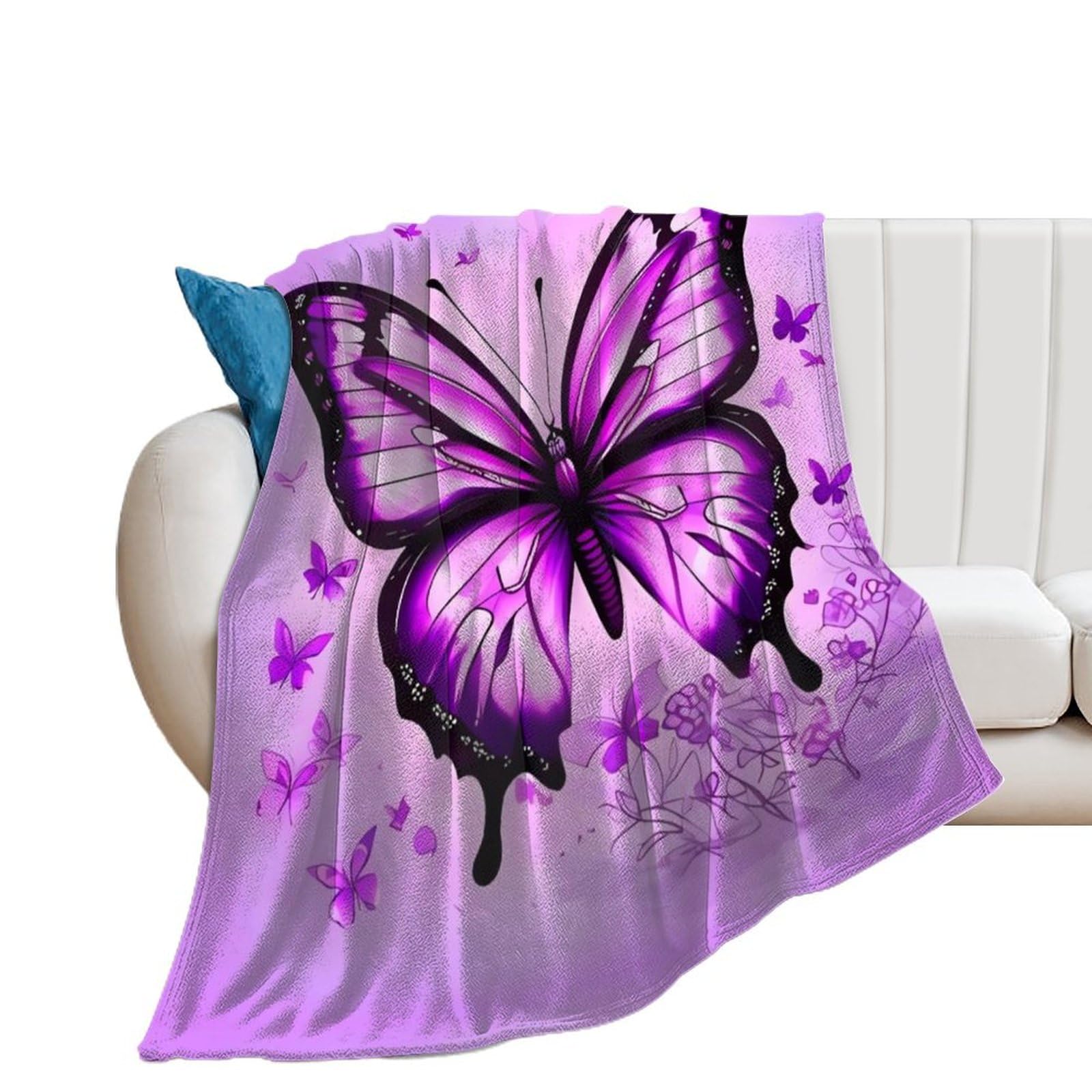 Couverture flanelle anti-boulochage plaid violet léger toutes saisons