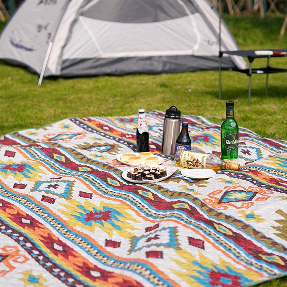 Coussin de Sol de Jardin extérieur géant Pique-Nique Couverture de Plage Support imperméable à l'eau Lavable en Machine Extra Large Poche Tapis bohême XL Tapis Camp rembourré 300x200 cm