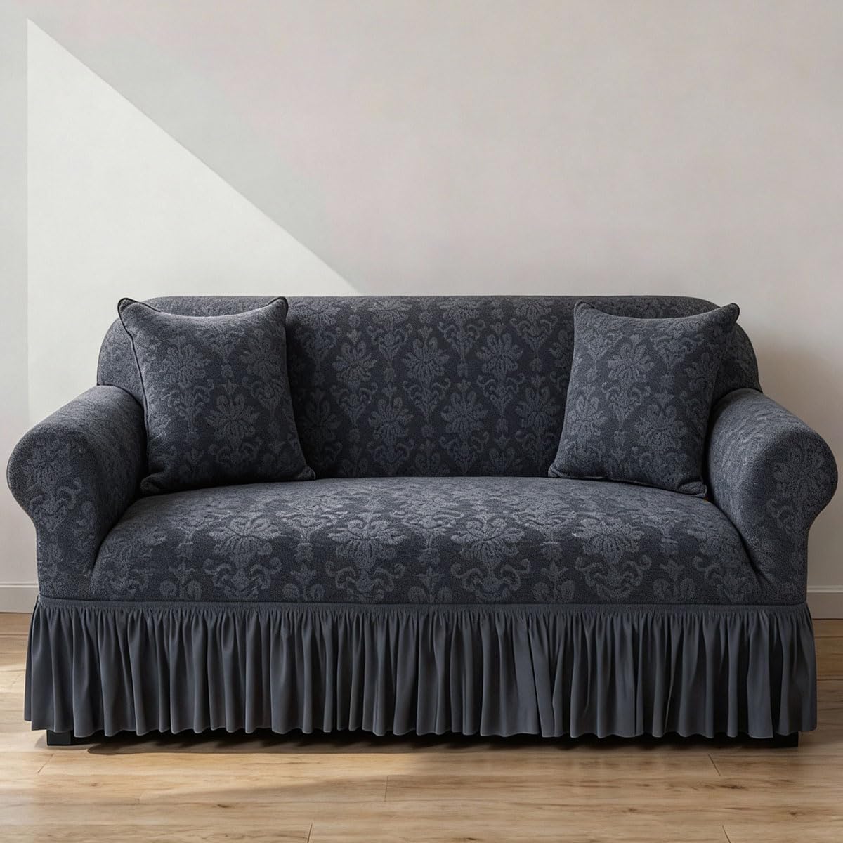 Sofa Cover with Valance,Non Slip Sofa Slipcovers,Furniture Protector Stretches,Machine Washable Cover for Sofa,Elegant Couch Cover,Sofa Slipcovers 1/2/3/4 Seater - Fully Guarant(Size:2 Seater,Color:J)