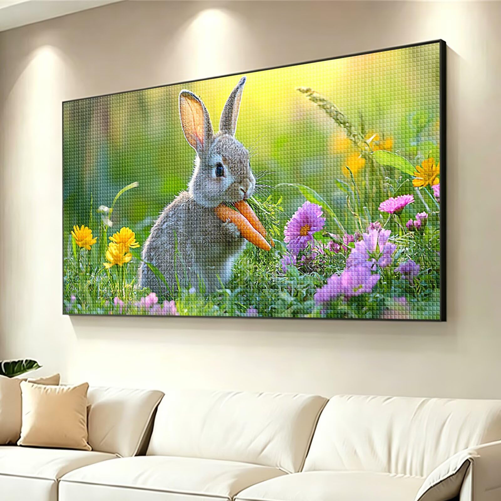 Diamond Painting Adultos Animal Pintura Diamante, Conejo Diamond Painting 5D Completo, DIY Cuadrado Bordado Punto de Cruz Cuadros de Diamantes Kit para Decoracion Hogar, Regalo Mujer 160x80cm 0J-324