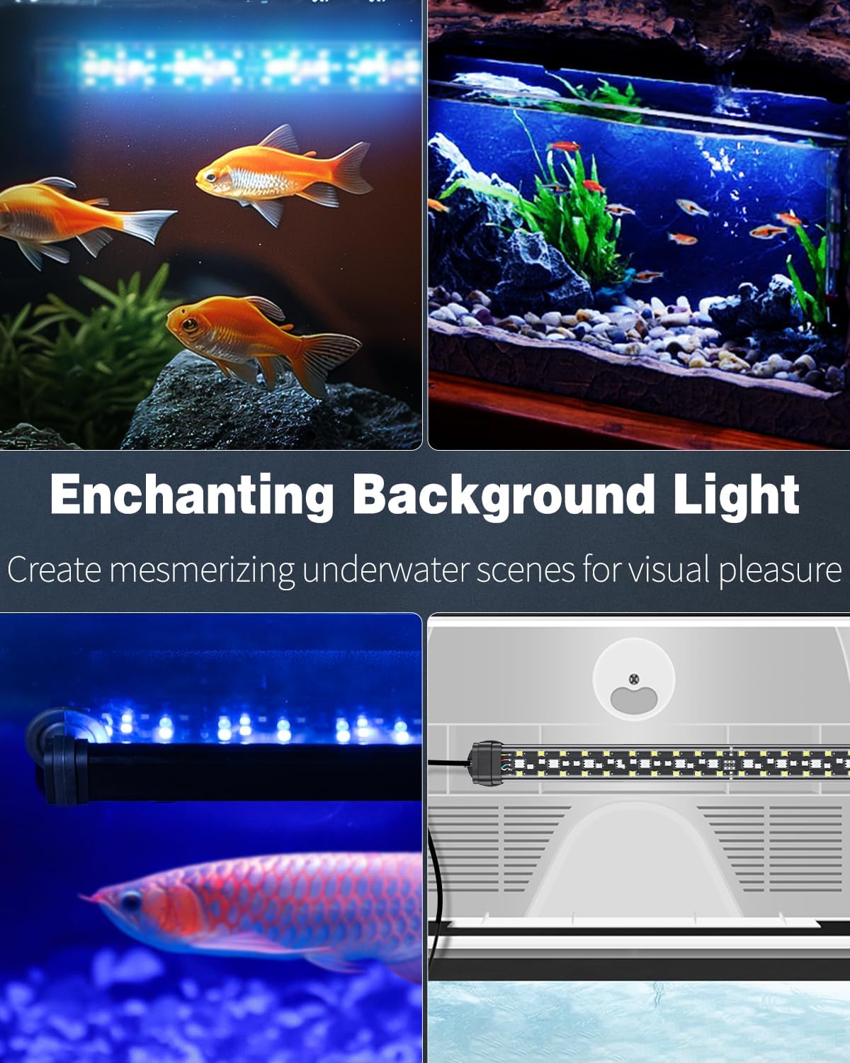 Pawfly 30cm LED Acquario Luce per vasca per pesci 24/7 con spettro completo di luci brillanti bianche blu rosse verdi LED multicolore con modalità D/N Effetti monocolore Timer e luminosità regolabile