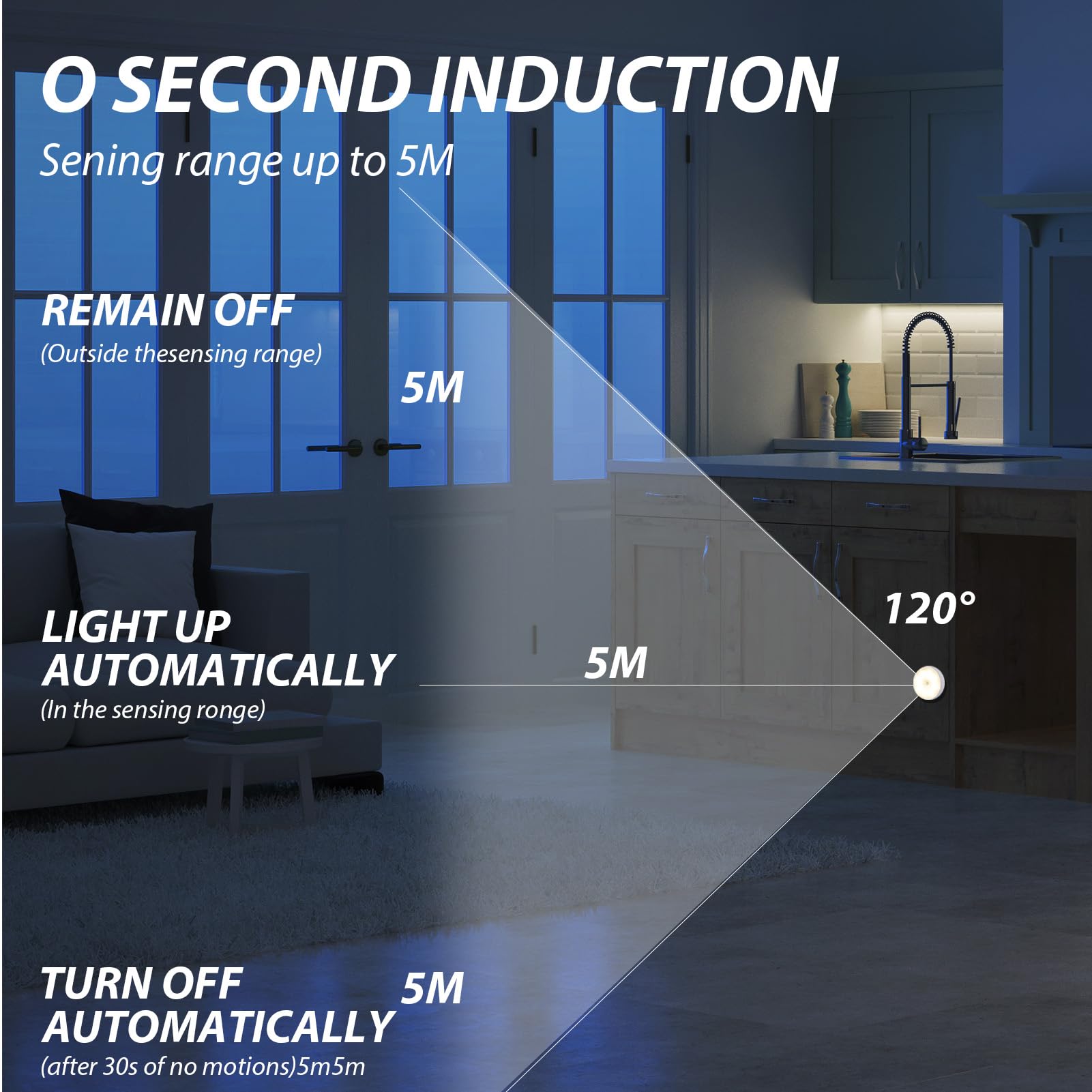 2 Pack Motion Sensor Lights, Night Light Stick on Wall, USB Charging Wireless LED Stair Lights, 3 Modes Wall Lights - Image 4