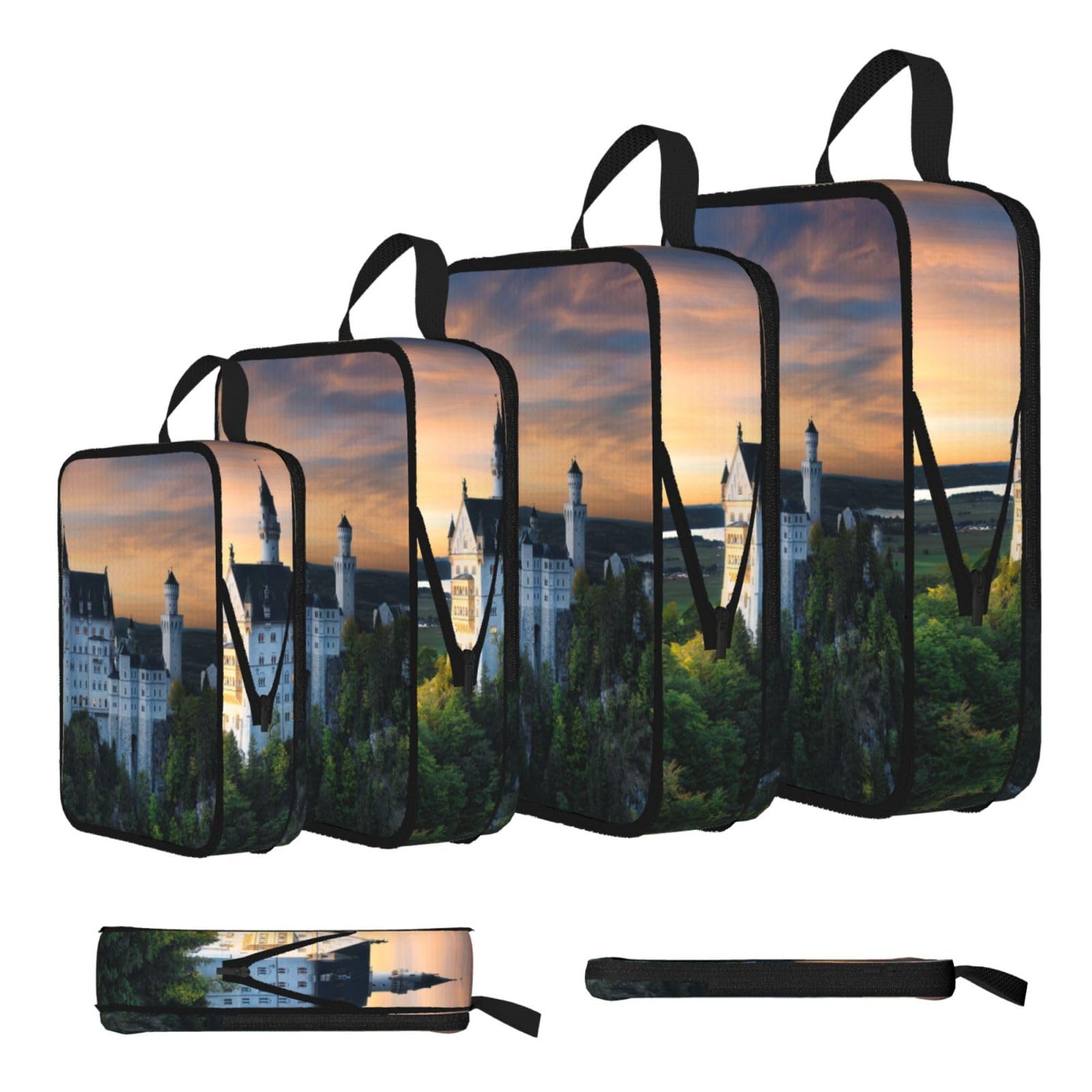 Beautiful Dusk Print 4 Set Compression Packing Cubes For Suitcases,Expandable Storage Bags Organizers