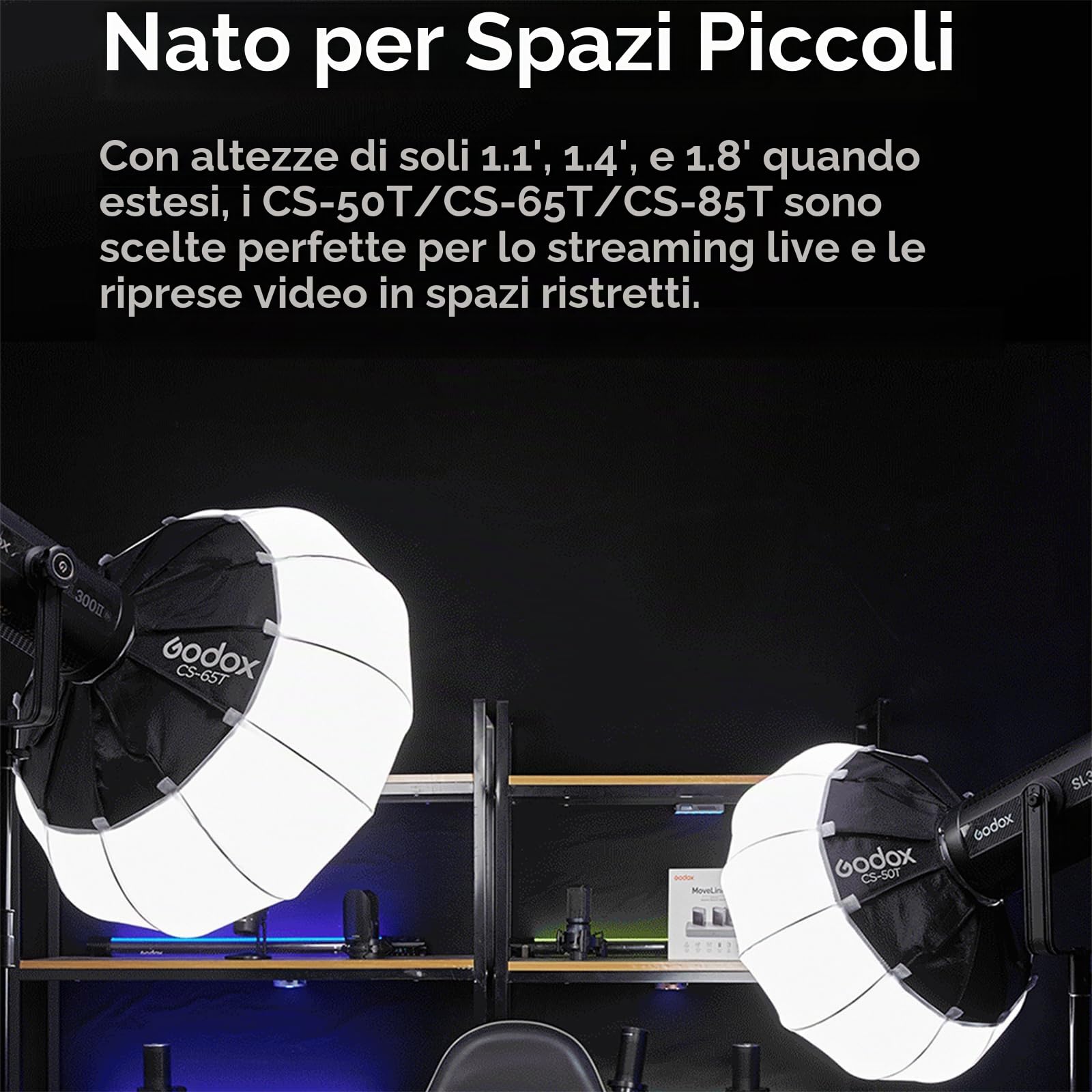 GODOX CS-50T Lanterna Softbox, 50cm Fotografico Soft Box | Montaggio e Smontaggio Rapido, Pieghevole, Bowens Mount per Studio Light SL60W SL100D SK400III-V MS200-V MS300-V DP400III-V