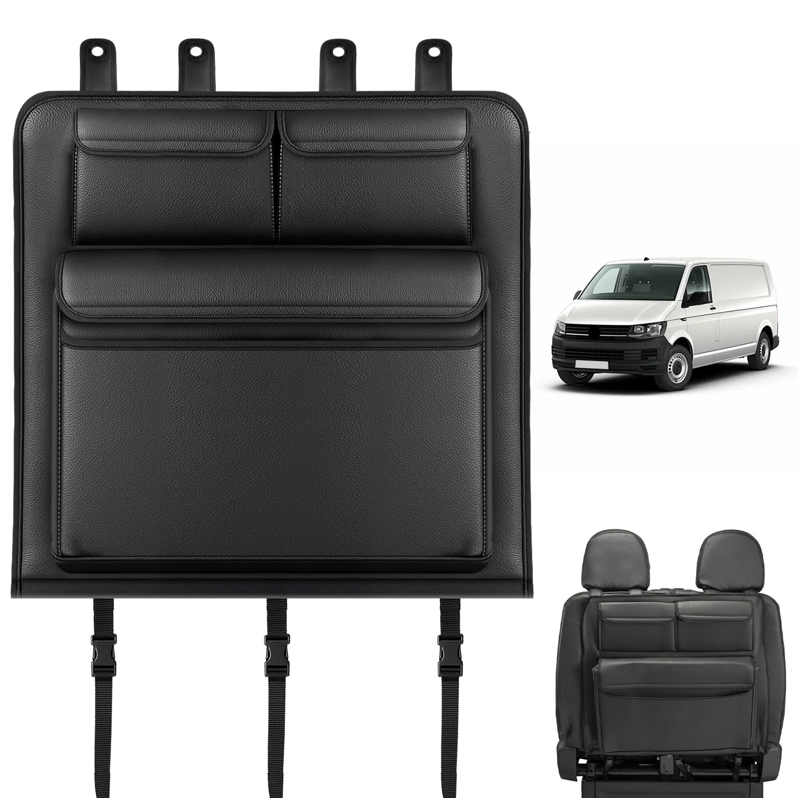 Opaltool Auto Organizer für VW Transporter T6/T6.1 California ab 2015, Doppelsitz Leder Hängenden Organisatoren Autositz Organizer mit isolierten Tasche für Kühlung Wärmer