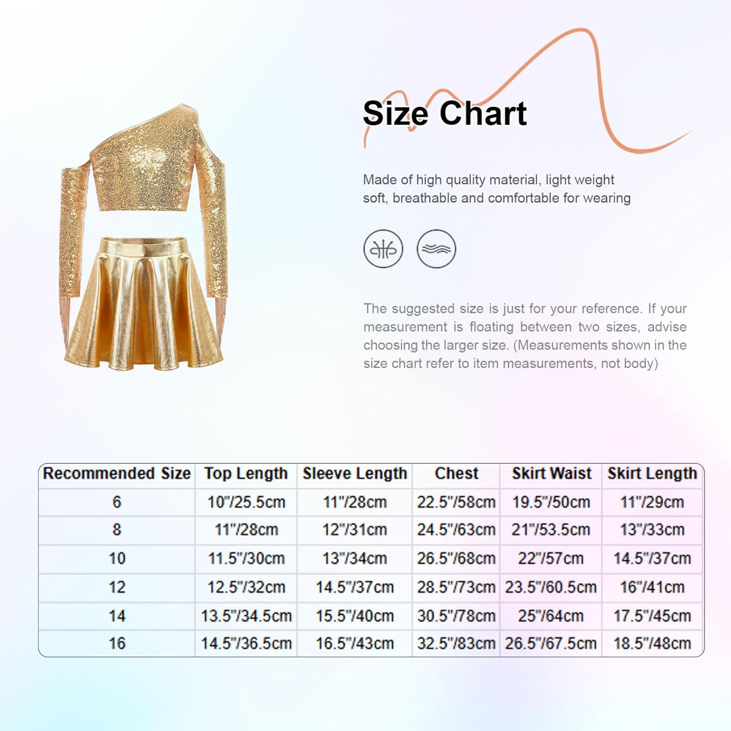 [Manyakai] 女の子用 シークインスとタッセルのあるクロップトップとメタリックなひだ付きスカートの片方の肩が光るダンスコート