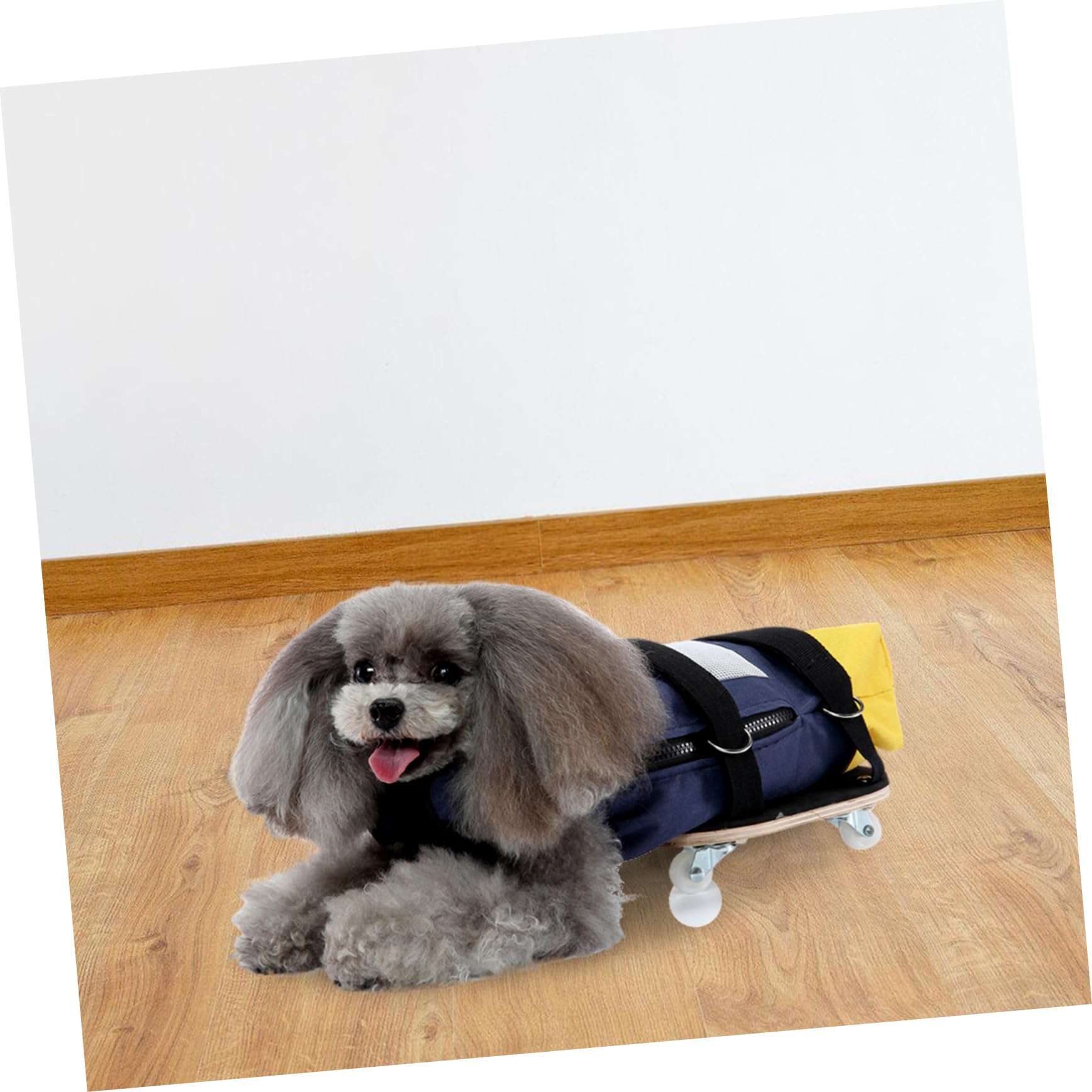 Carrellino con Ruote per Cani Disabili con Supporto per Zampe Posteriori, Realizzato in Poliestere e Legno, Portatile, per Uso Interno ed Esterno