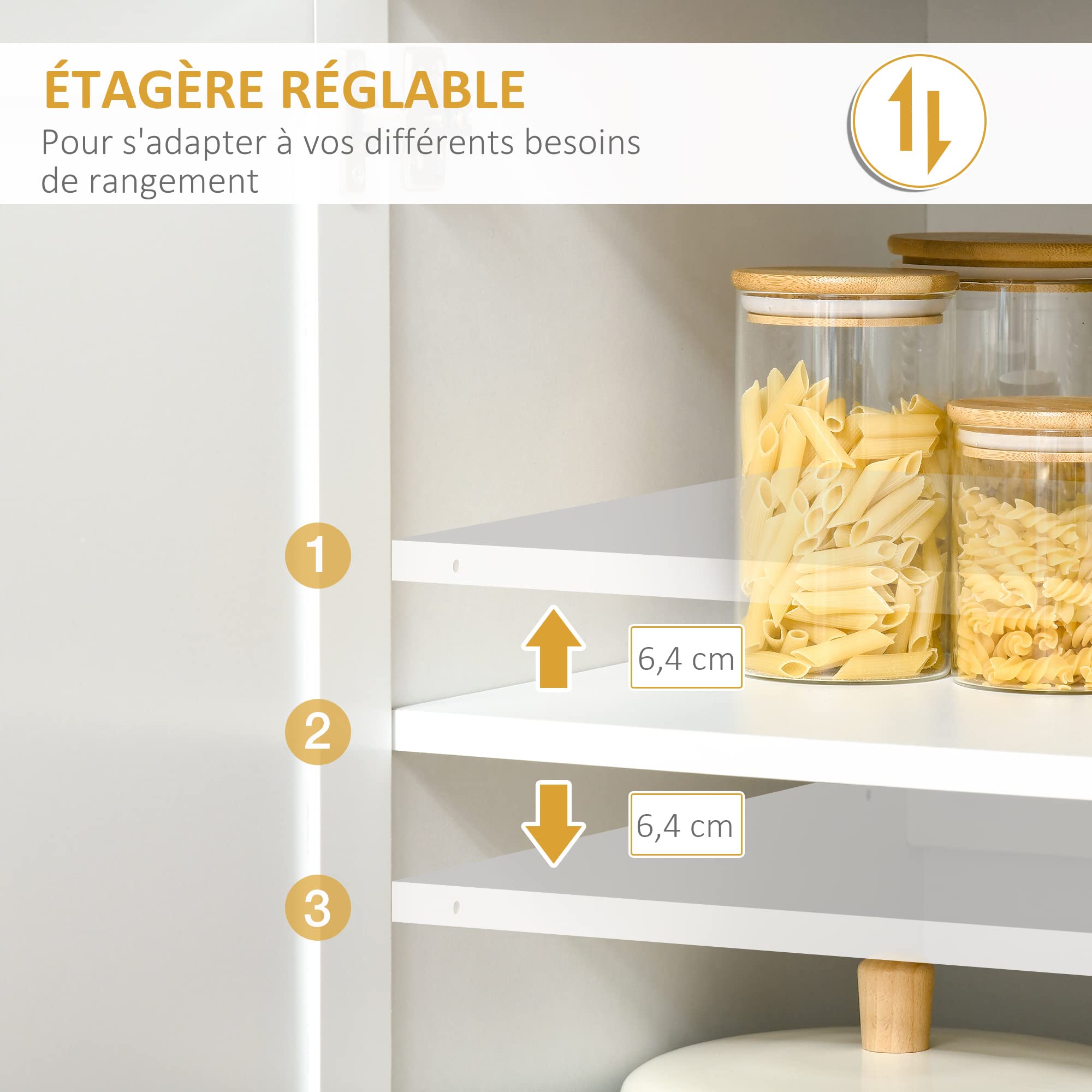 HOMCOM Kredens kuchenny Współczesna szafka kuchenna Multi-Storage 2 szafki Drzwi Duża szuflada przesuwne panele MDF Biała