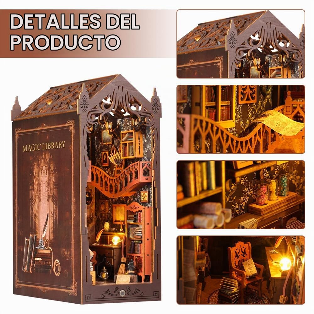 DIY Book Nook - Kit Selber Bauen Miniatur Haus Magique Sujetalibros 3D LED Luz de madera para adolescentes y adultos