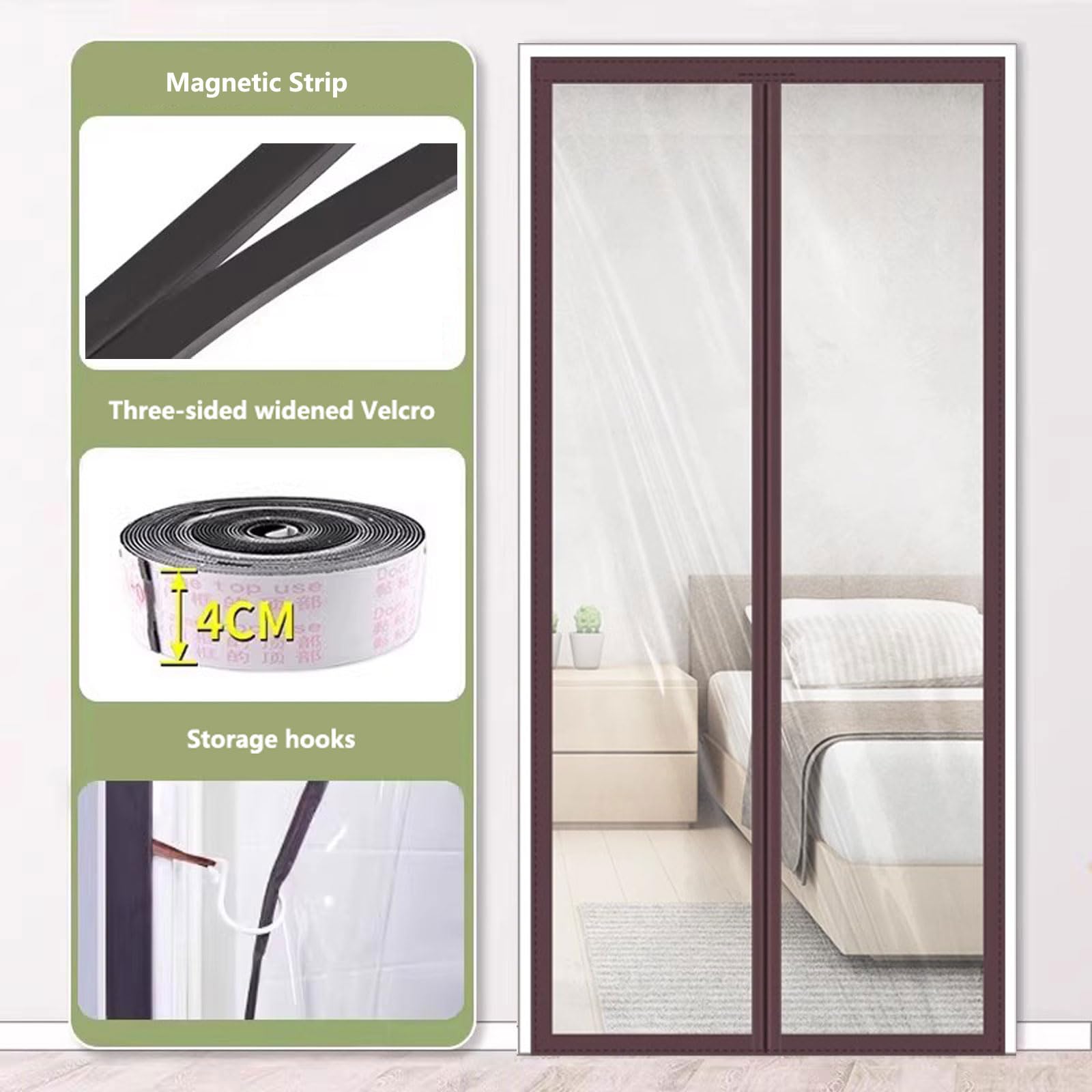 Magnetyczna moskitiera na drzwi, izolacja termiczna, przezroczysta, samozamykająca, 1,1 x 2,1 m, ochrona zimowa, do kuchni i sypialni, idealna na patio i pergolę