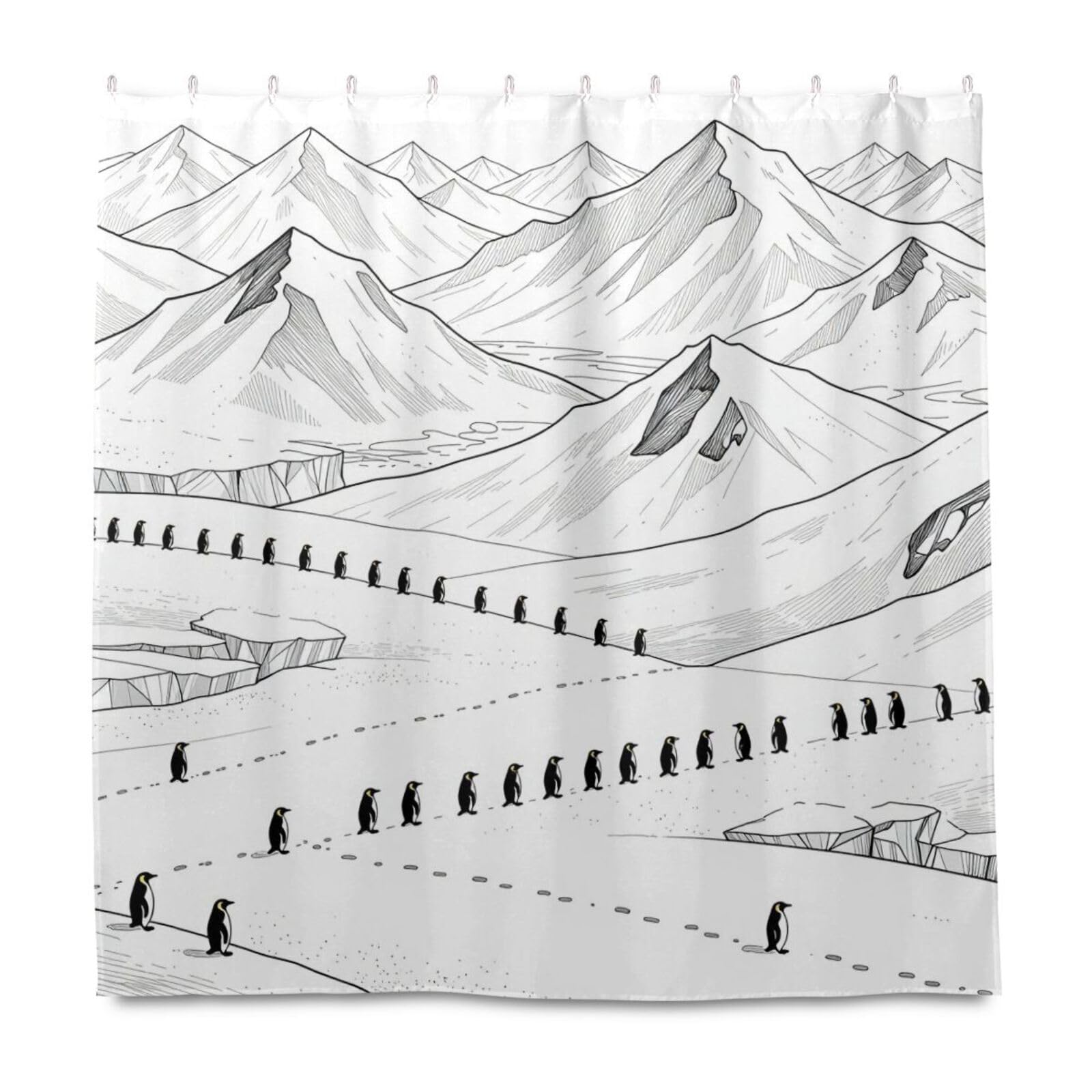 Rideau de douche pingouin en polyester imperméable 183x183 cm