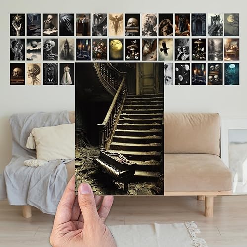 Miniatura 6 de 64 piezas de decoración Moody Dark Academia, postal de arte de pared gótica grunge, mini carteles victorianos para decoración de habitación