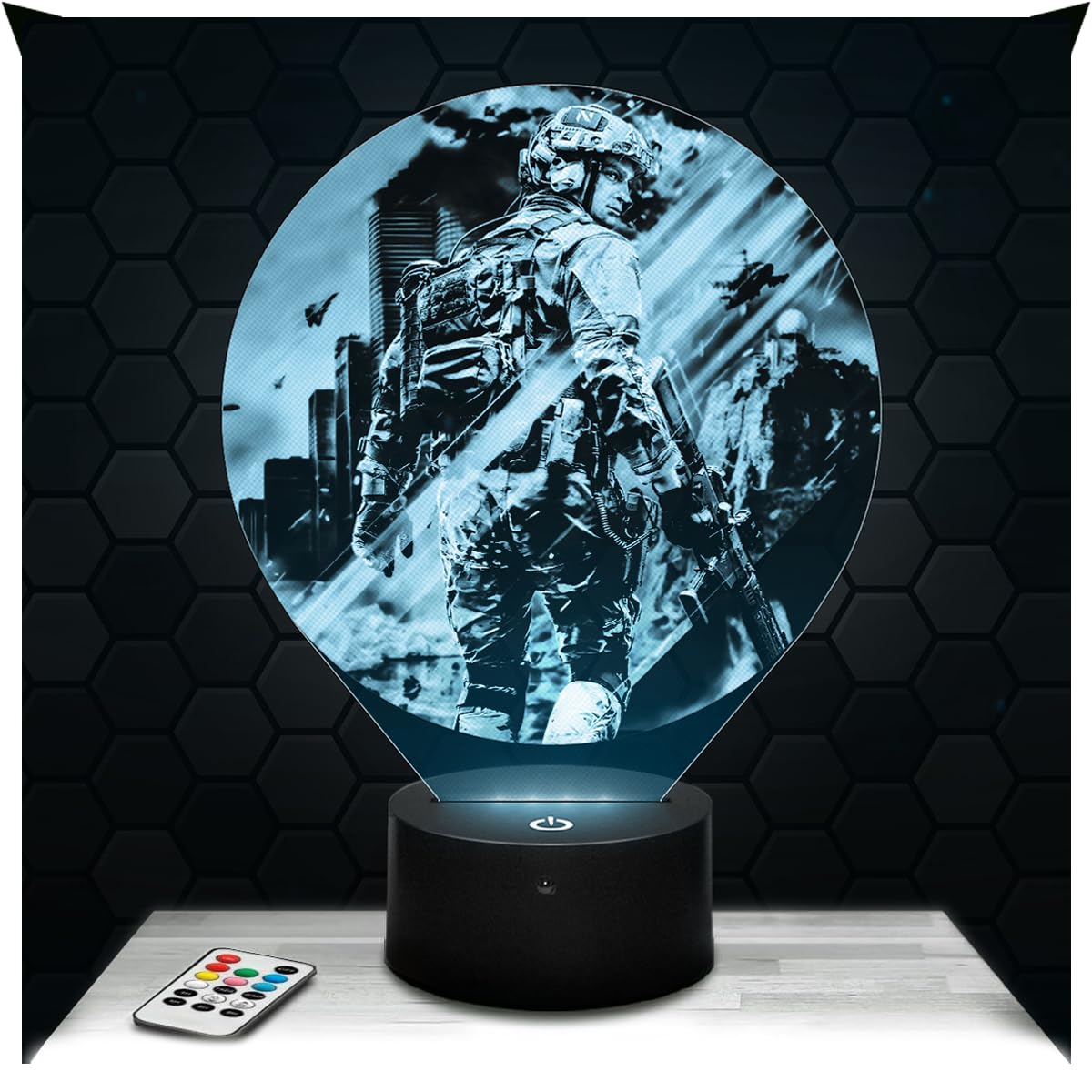 Lampephoto.fr - BF 2042 3D Lamp, Night Light 3D LED Illusion Lamp, Boy's Room Decoration Gaming Gamer Video Games, Gift idea for Boys, Night Light for Children's Bedroom, Gifts Merchandising
