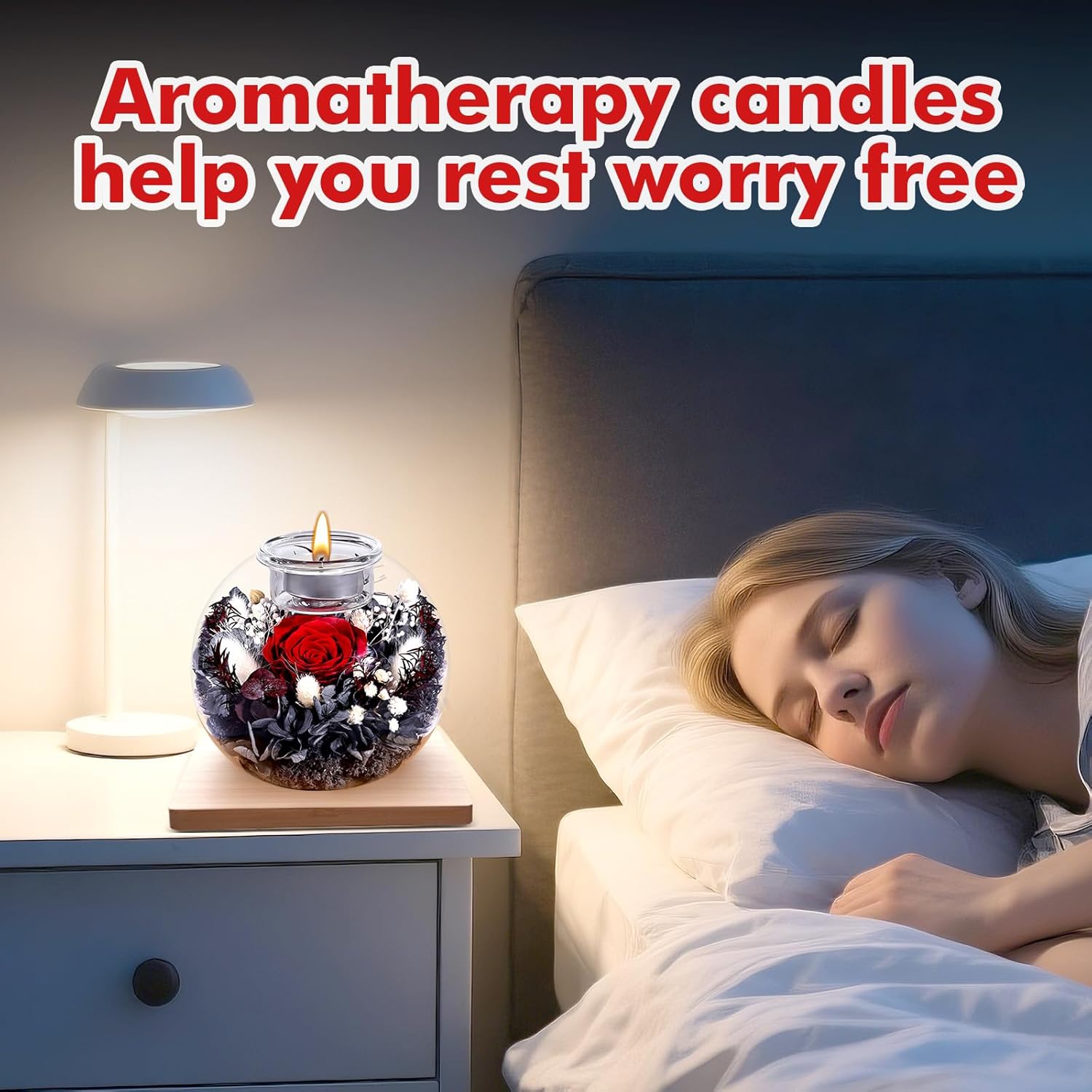 Valentines Birthday Gifts for Women Preserved Roses in Glass Dome with Scented - Romantic Preserved Flower for Women, Girlfriend, Wife, Mom, Grandma, Sister, Her-Red - Image 4