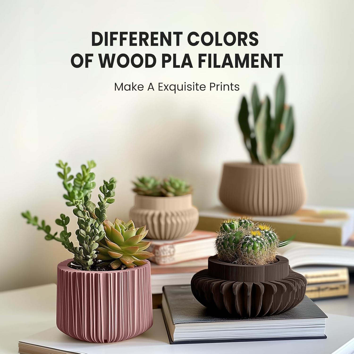 TECBEARS Filamento PLA 1.75 mm Legno 1KG, Filamento Stampante 3d Wood PLA Aggiungere il 15% di polvere di legno vero, Effetto Simil-legno, Precisione Dimensionale +/- 0.03 mm, Bobina da 1000g