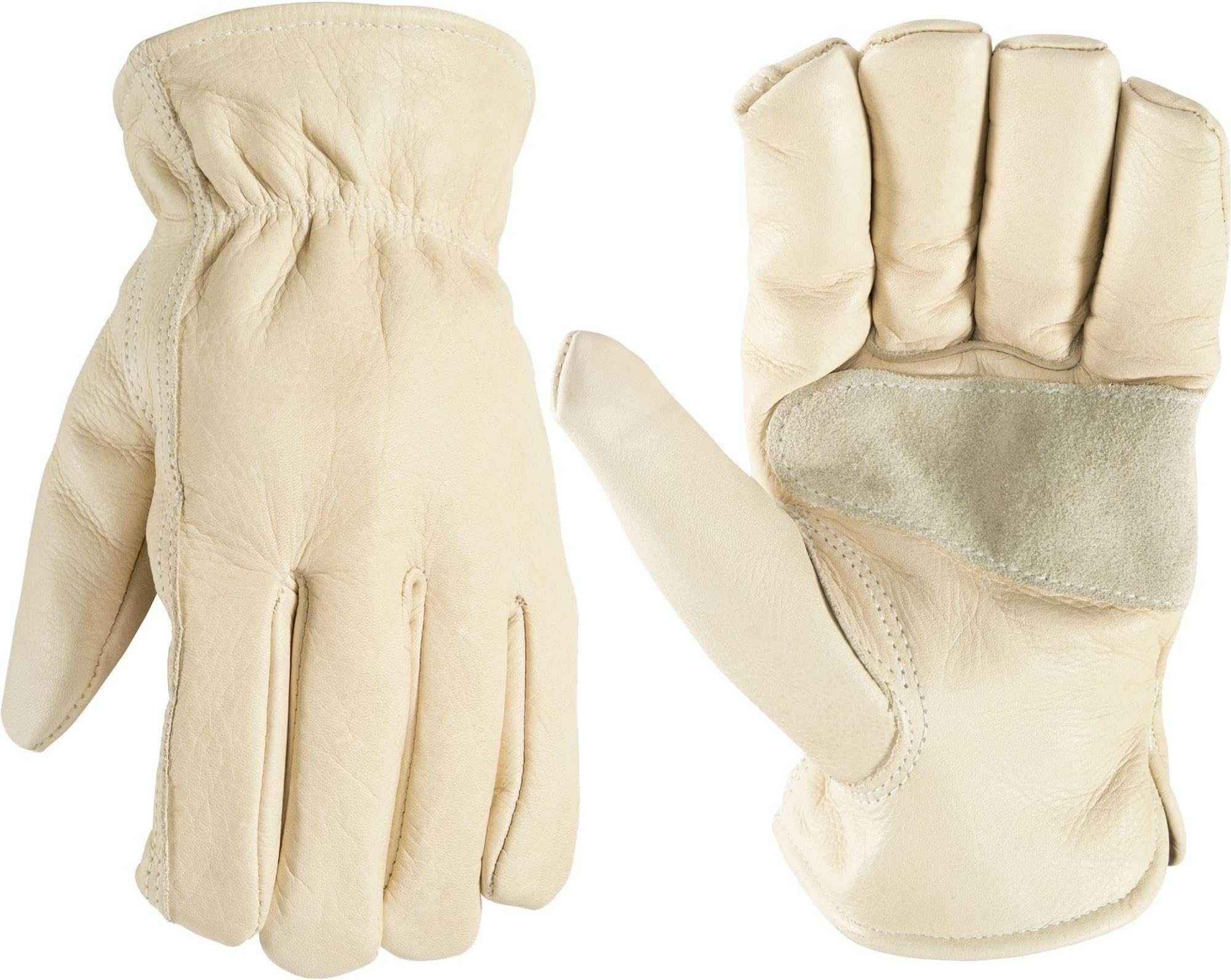 Wells Lamont Leather Work Gloves with Reinforced Palm, DIY, Yardwork, Construction, Motorcycle, XXX-Large (Wells Lamont 1130XXX), Tan